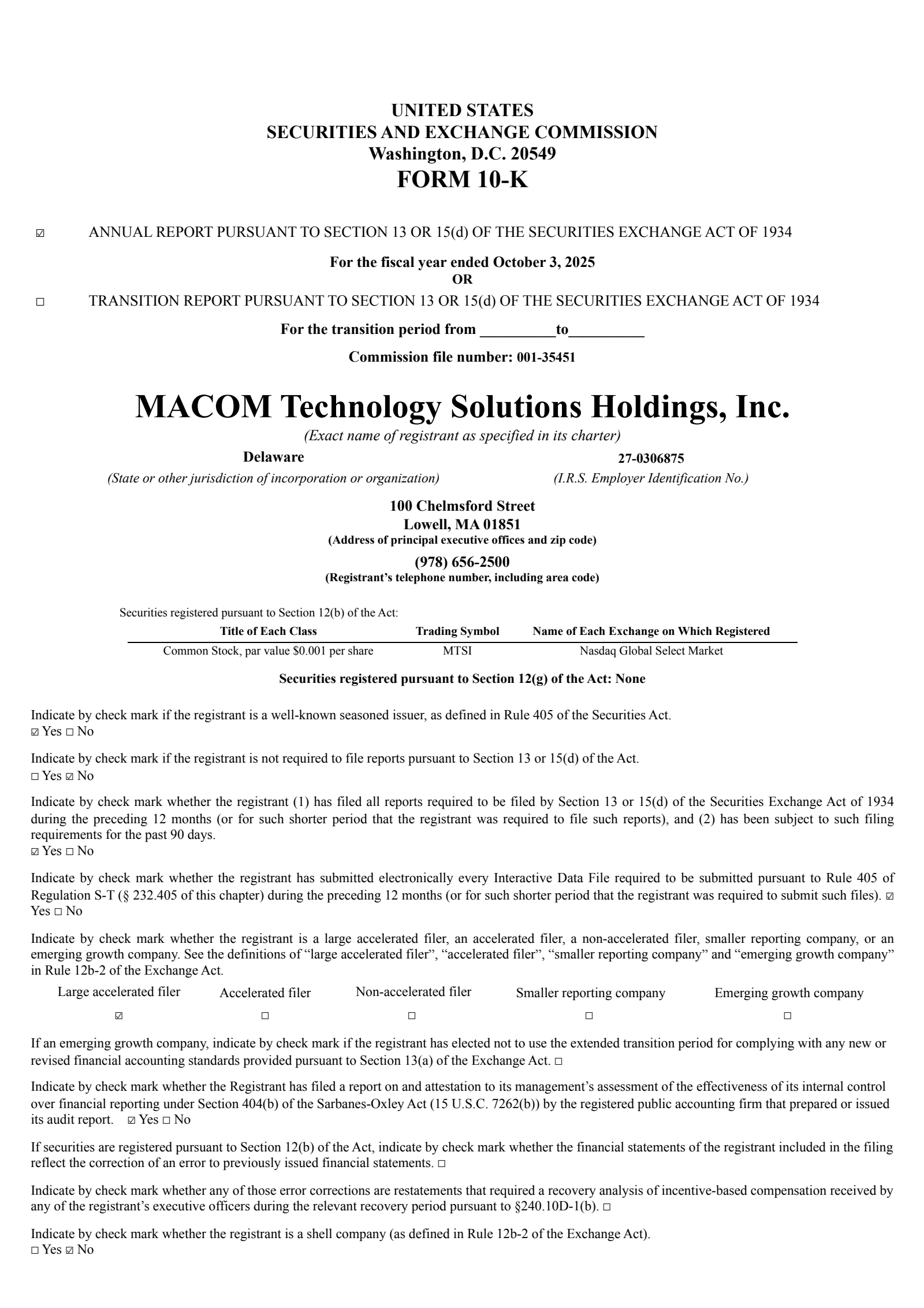 MACOM Technology Solutions' Q4 2025 Annual Report