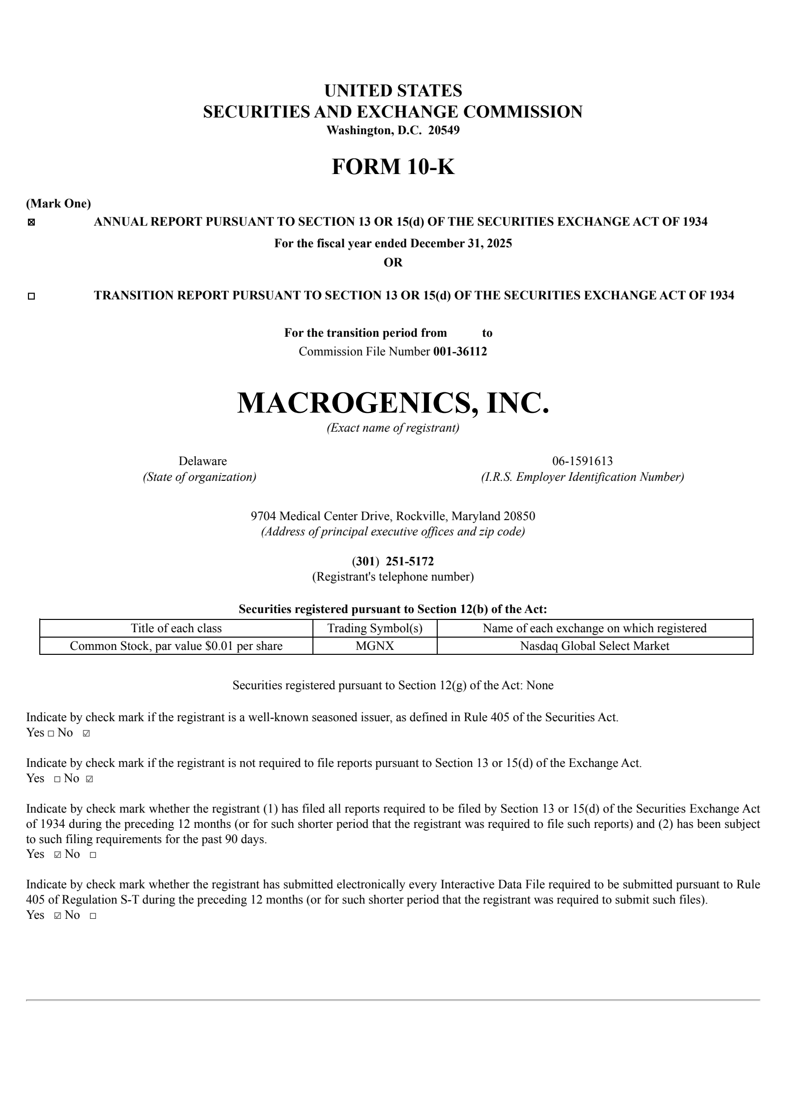 MacroGenics' Q4 2025 Annual report