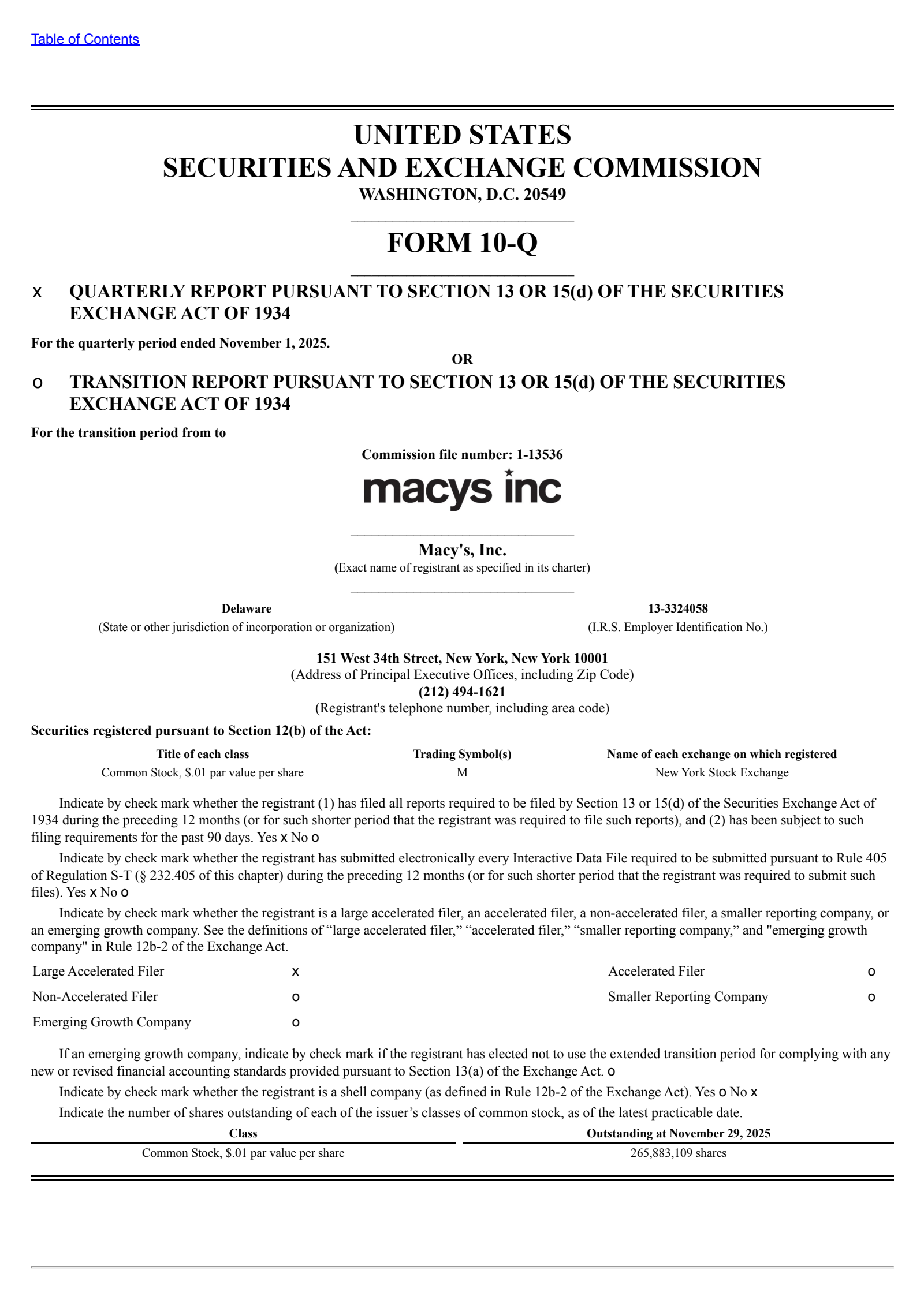 Macy's' Q3 2026 Quarterly Report