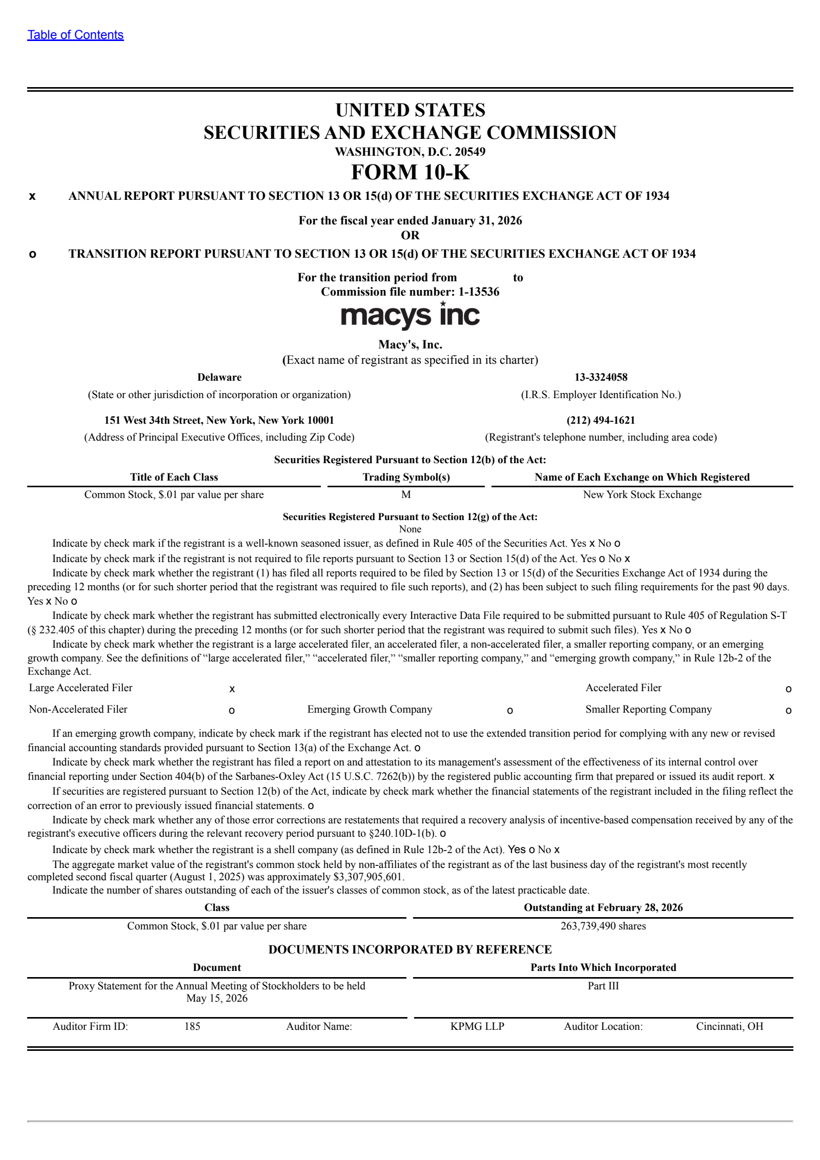 Macy's' Q4 2026 Annual report