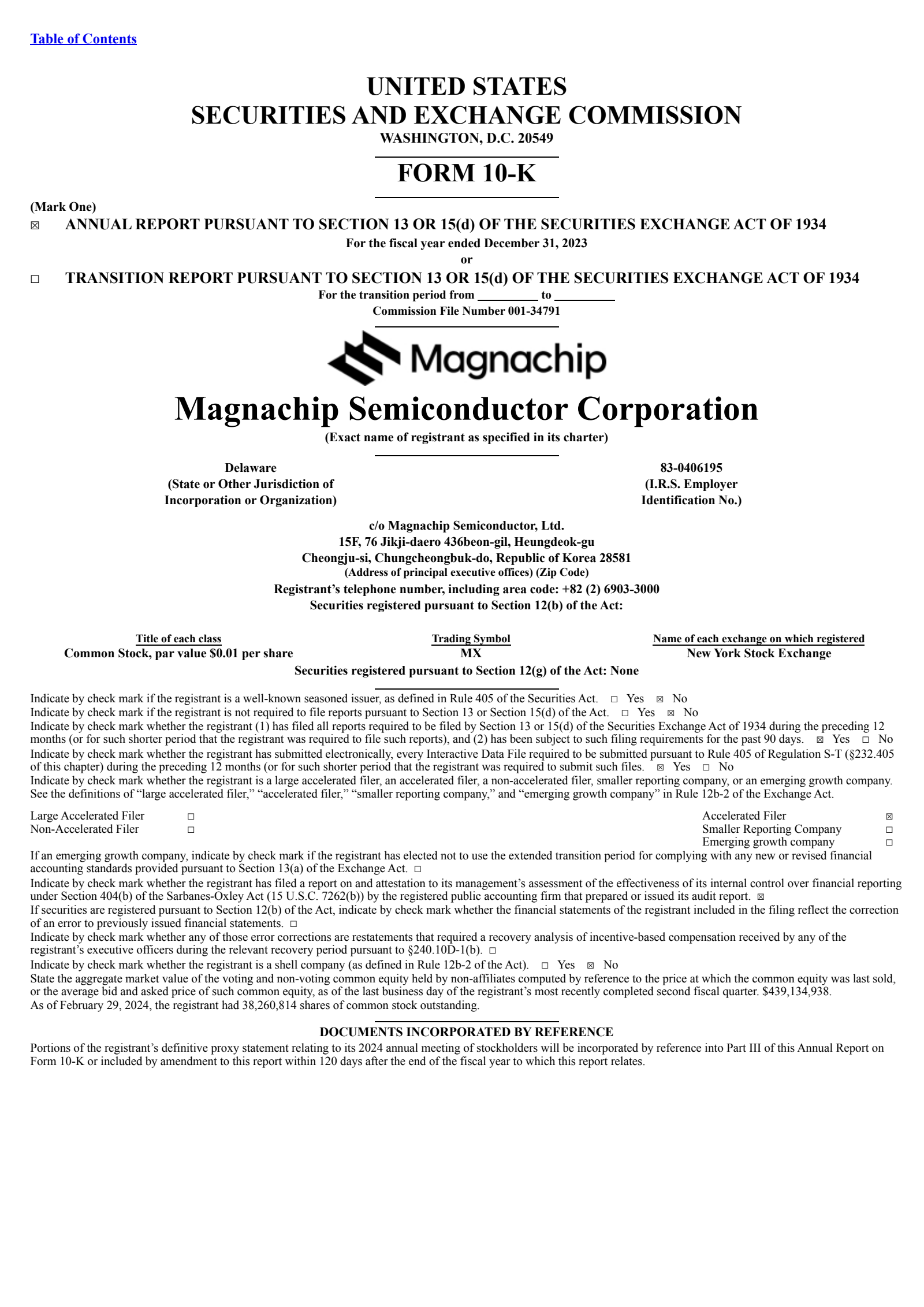 Magnachip Semiconductor's Q4 2023 Annual report