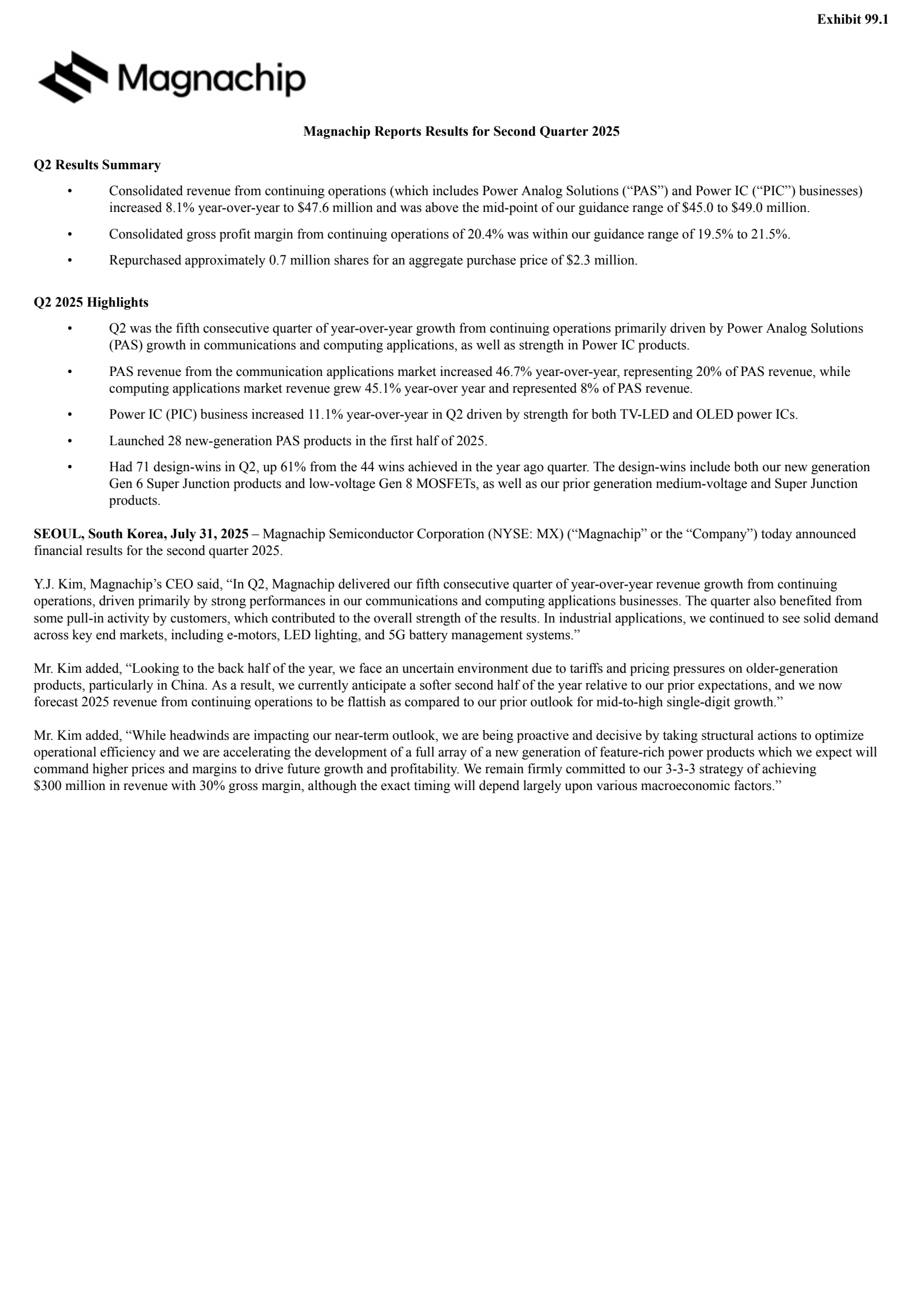 MX Q2 2025 Earnings Report on 7/31/2025
