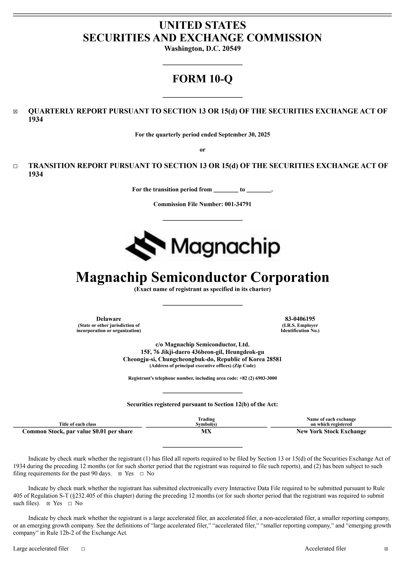 Magnachip Semiconductor's Q3 2025 Quarterly Report