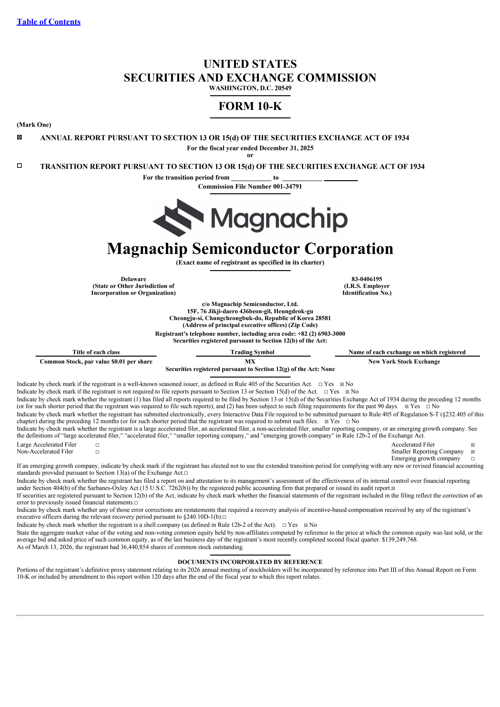 Magnachip Semiconductor's Q4 2025 Annual report