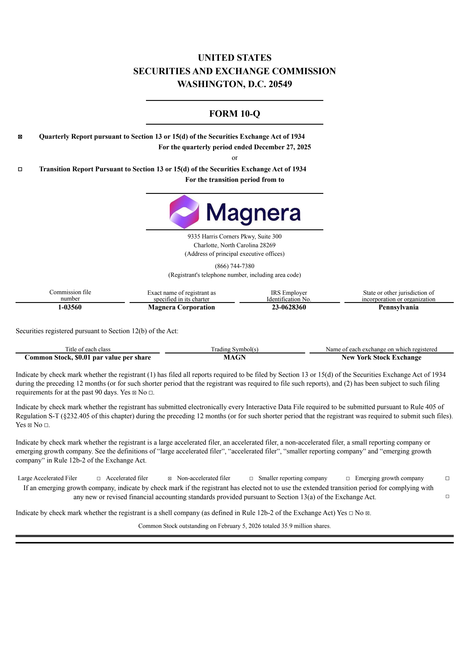Magnera's Q1 2026 Quarterly report