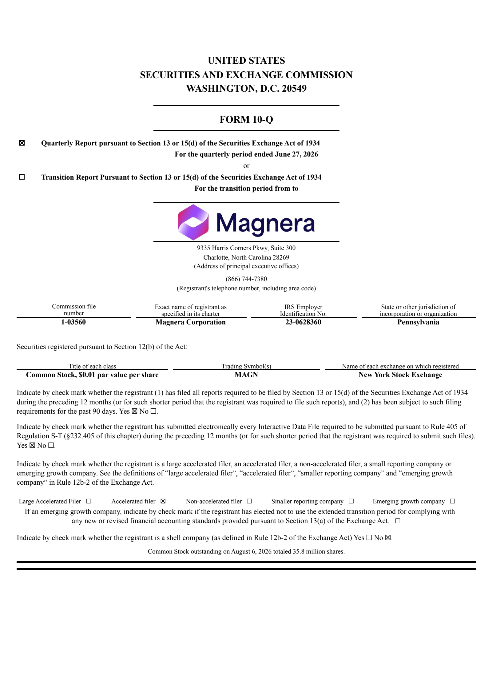 Magnera's Q3 2026 Quarterly report
