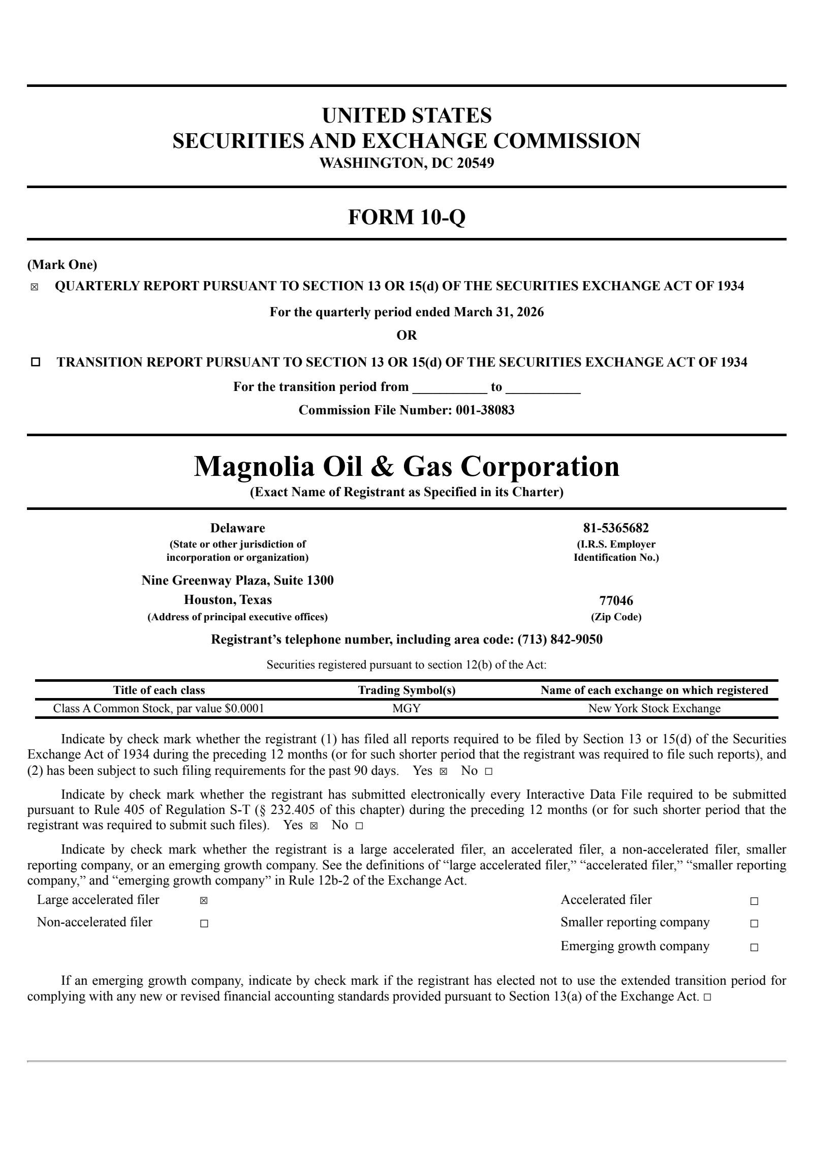 Magnolia Oil & Gas' Q1 2026 Quarterly report