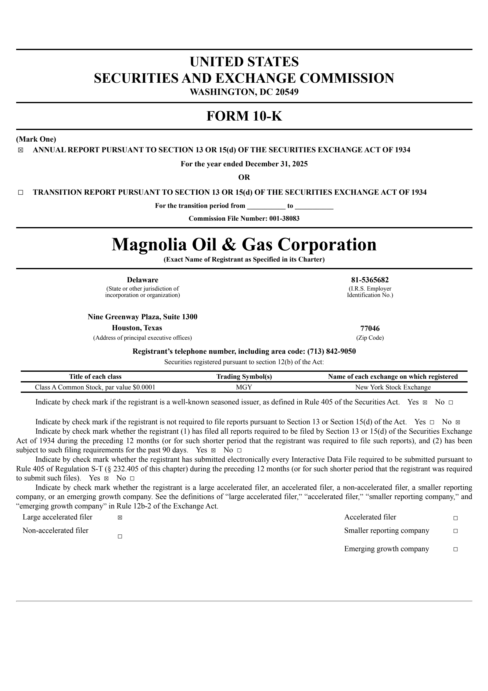 Magnolia Oil & Gas' Q4 2025 Annual report