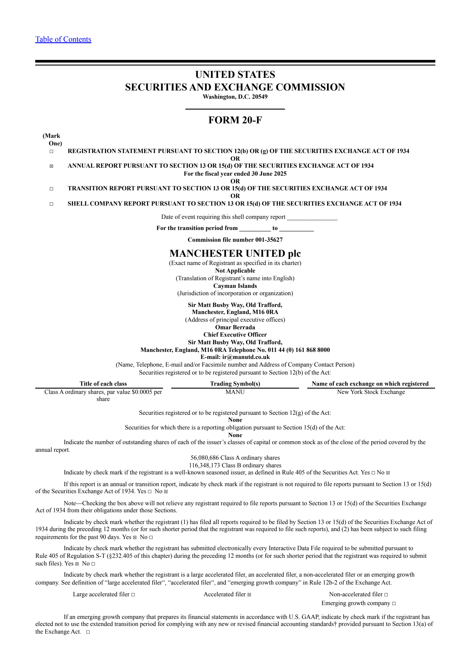 Manchester United's Q4 2025 Annual Report