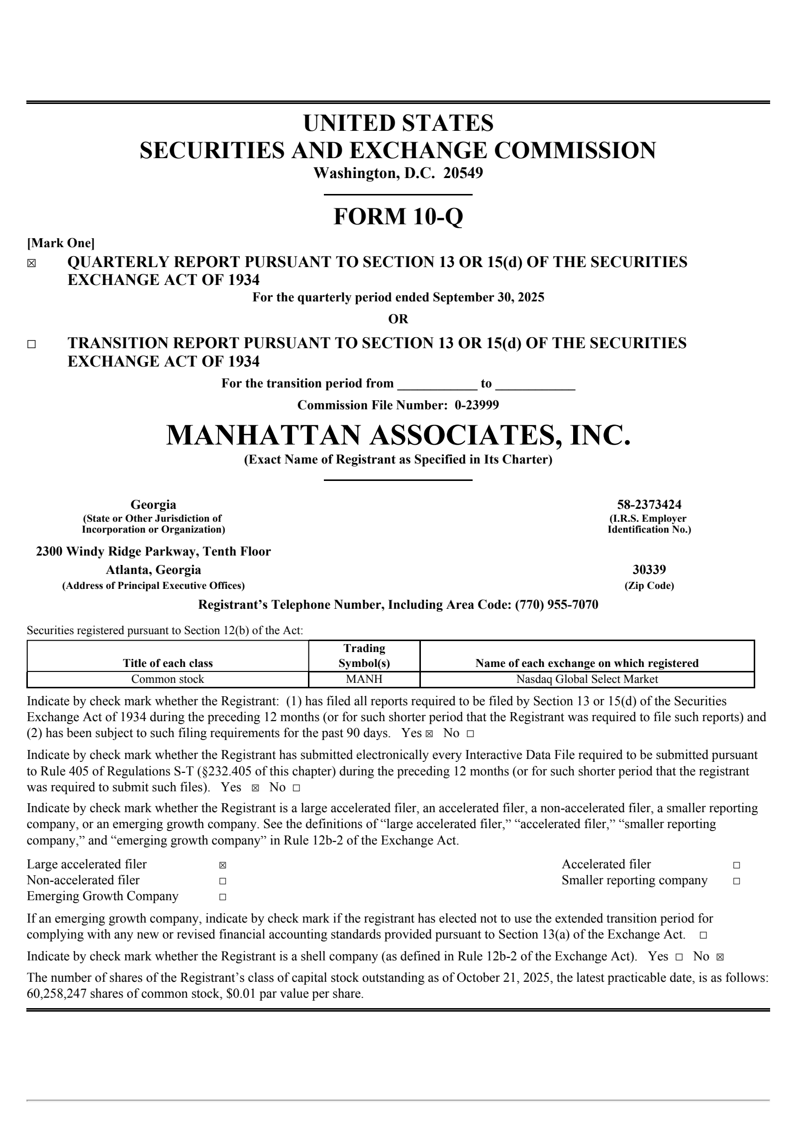 Manhattan Associates' Q3 2025 Quarterly Report