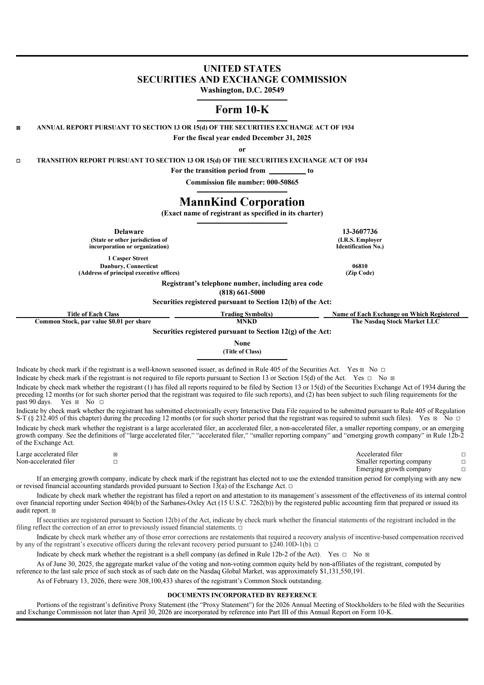 MannKind's Q4 2025 Annual report