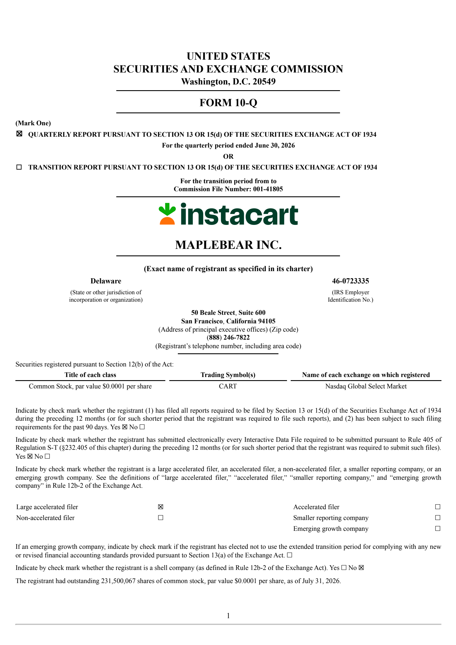 Maplebear's Q2 2026 Quarterly report