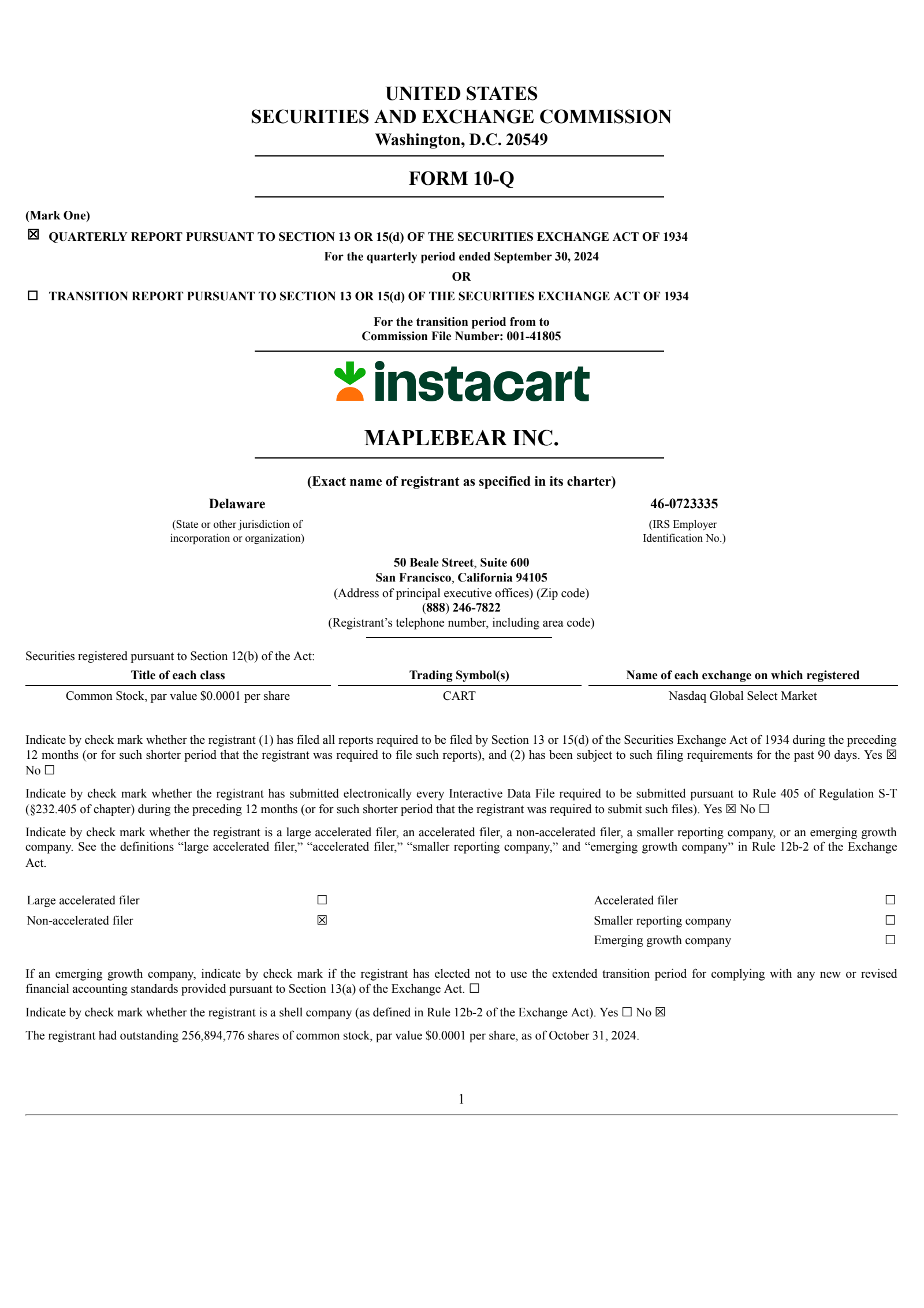 Maplebear's Q3 2024 Quarterly Report