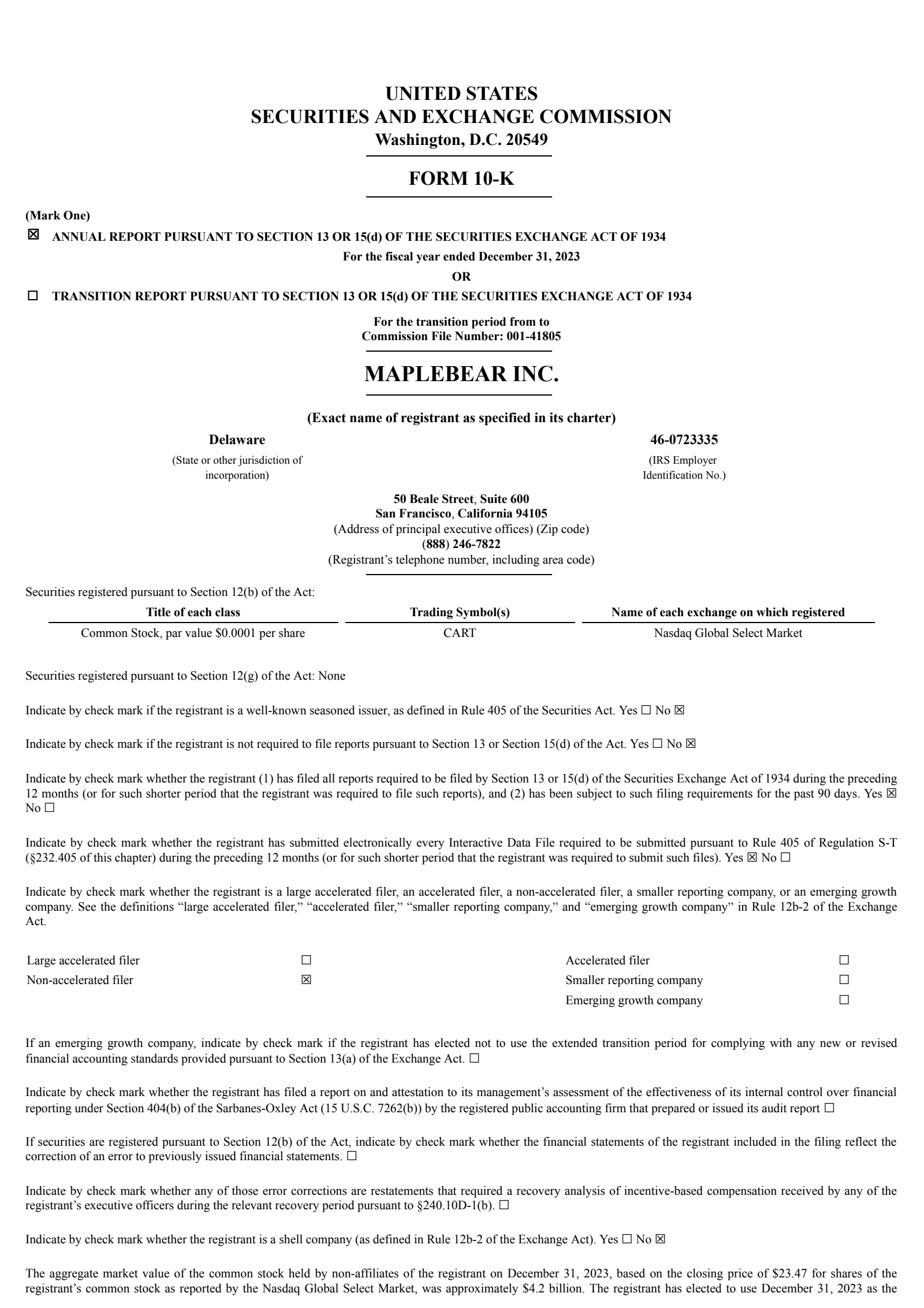 Maplebear's Q4 2023 Annual Report