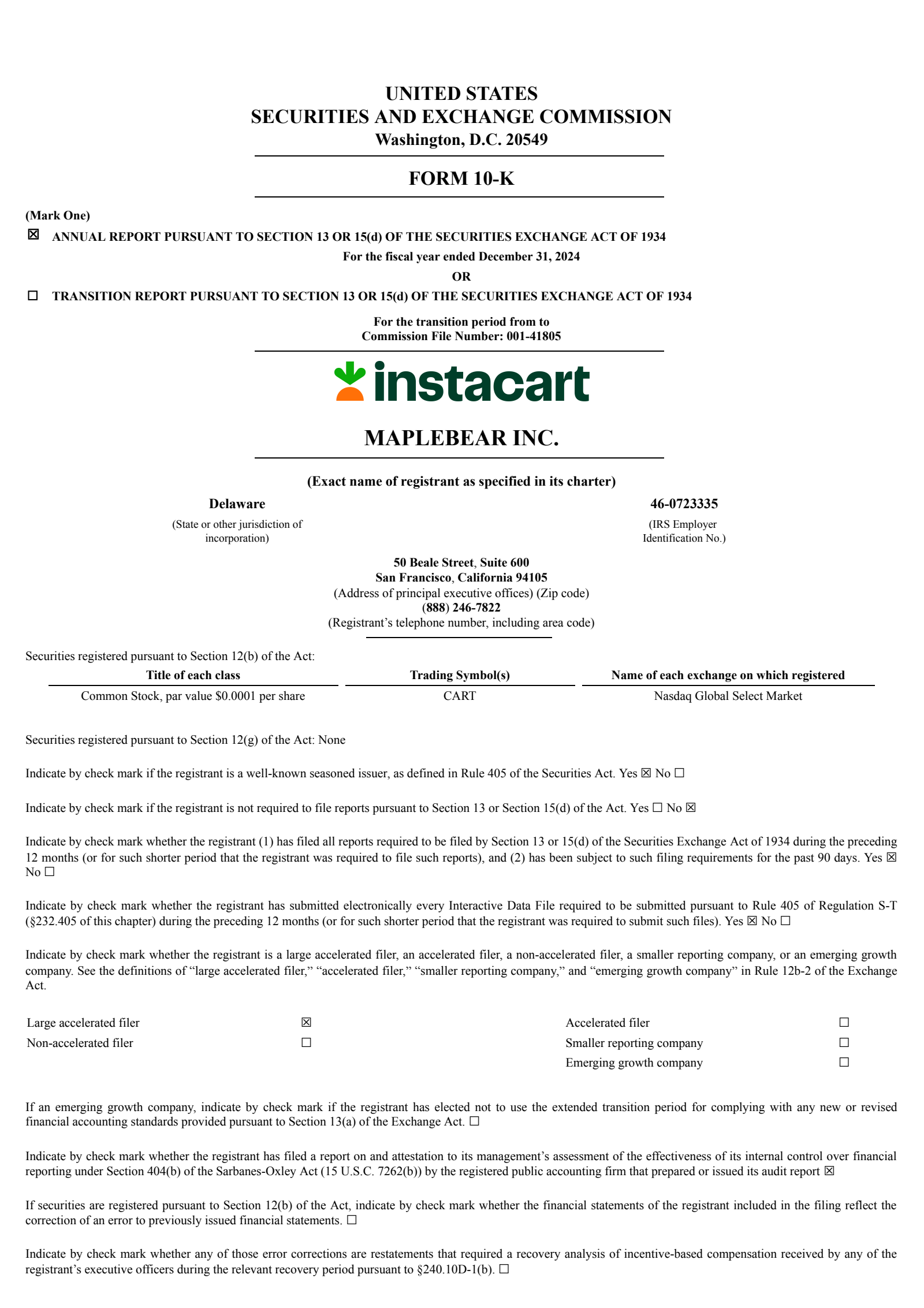 Maplebear's Q4 2024 Annual Report