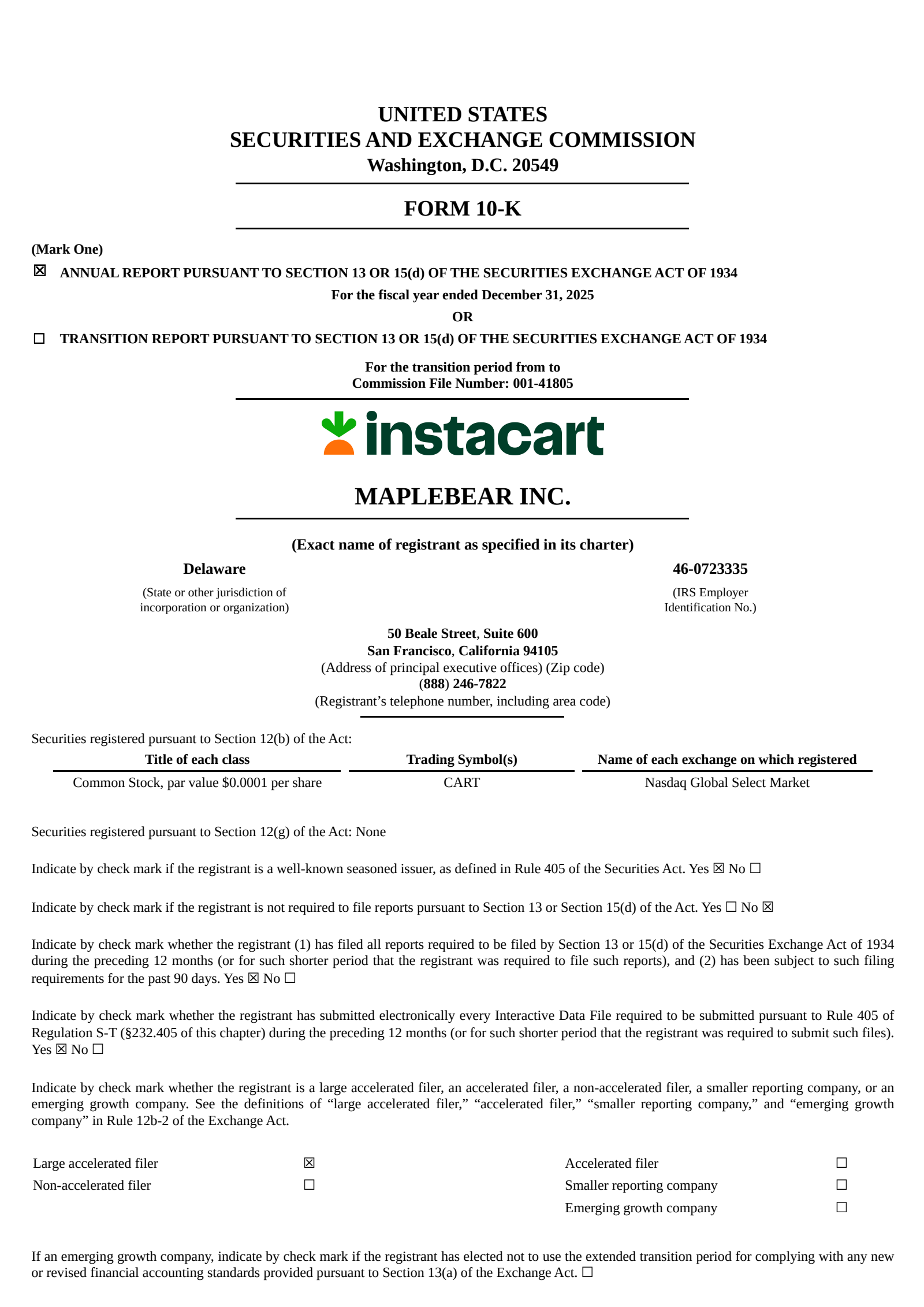 Maplebear's Q4 2025 Annual report