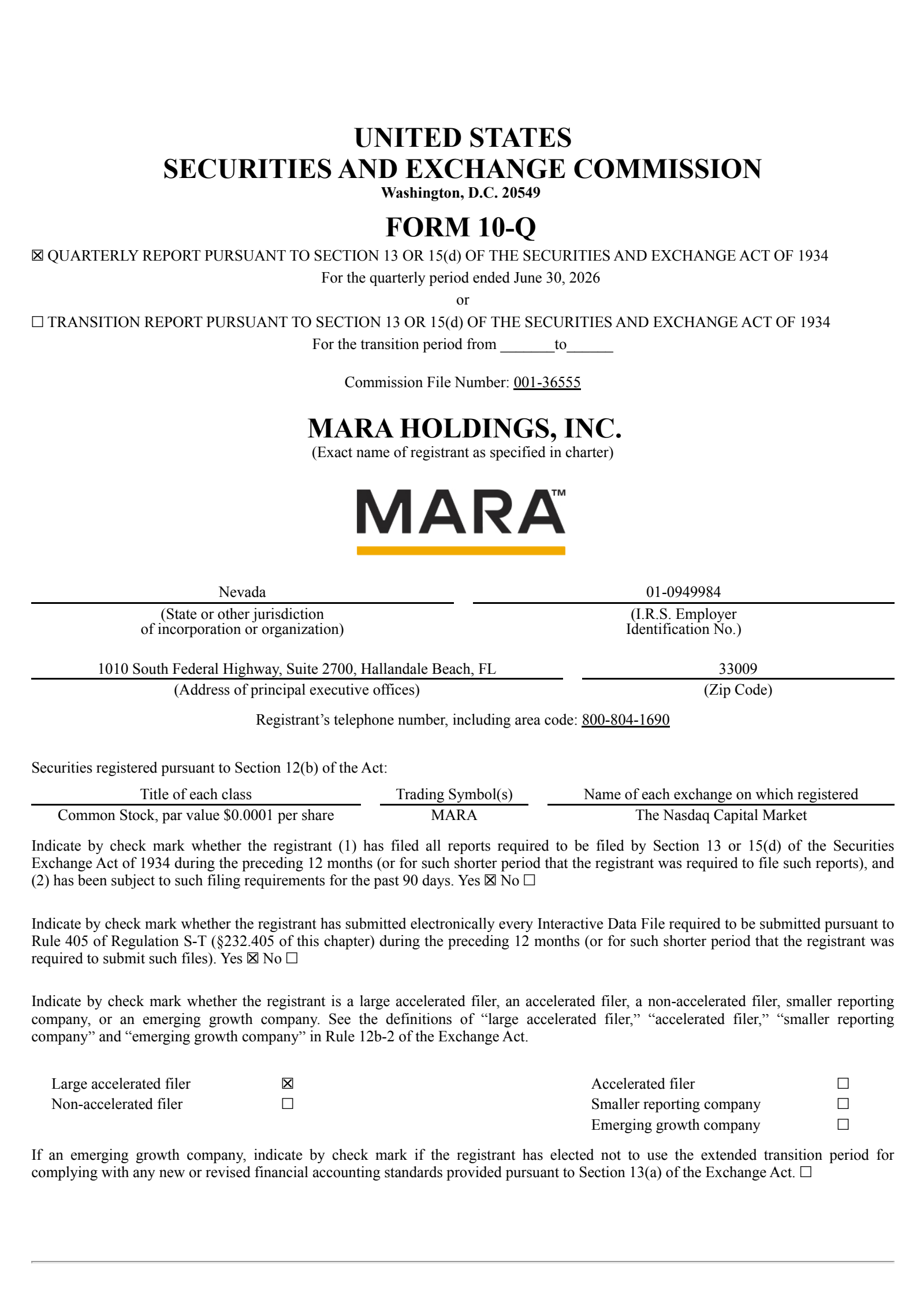 Marathon Digital's Q2 2026 Quarterly report