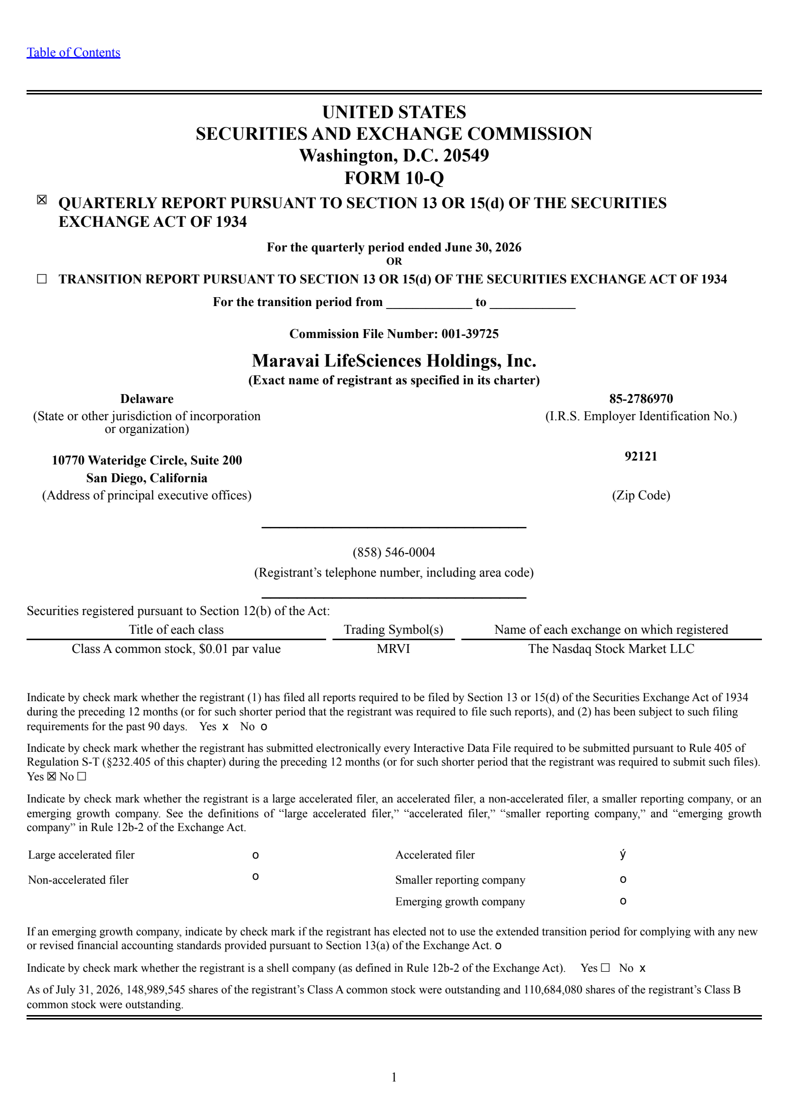 Maravai LifeSciences' Q2 2026 Quarterly report