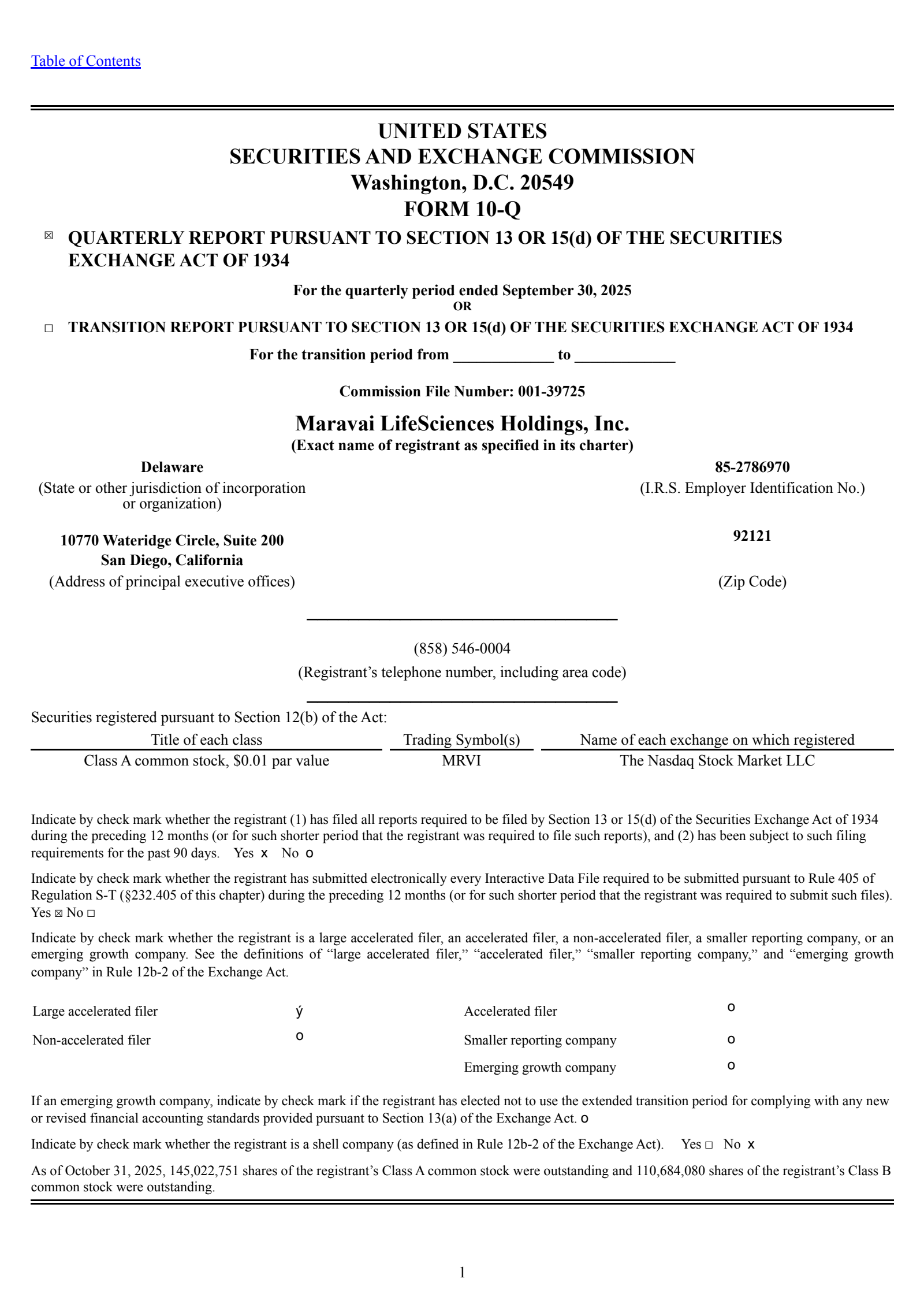 Maravai LifeSciences' Q3 2025 Quarterly Report