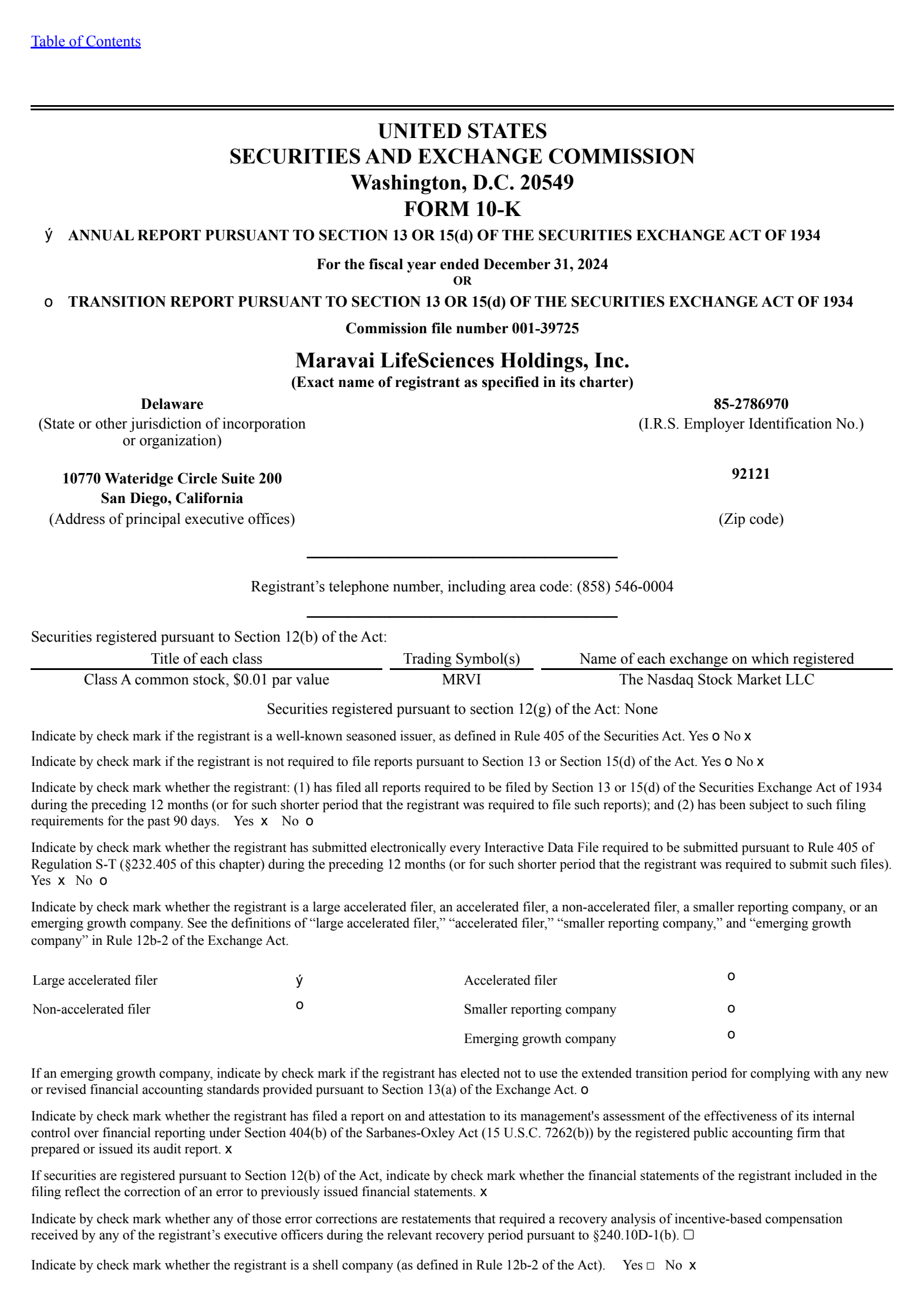 Maravai LifeSciences' Q4 2024 Annual report