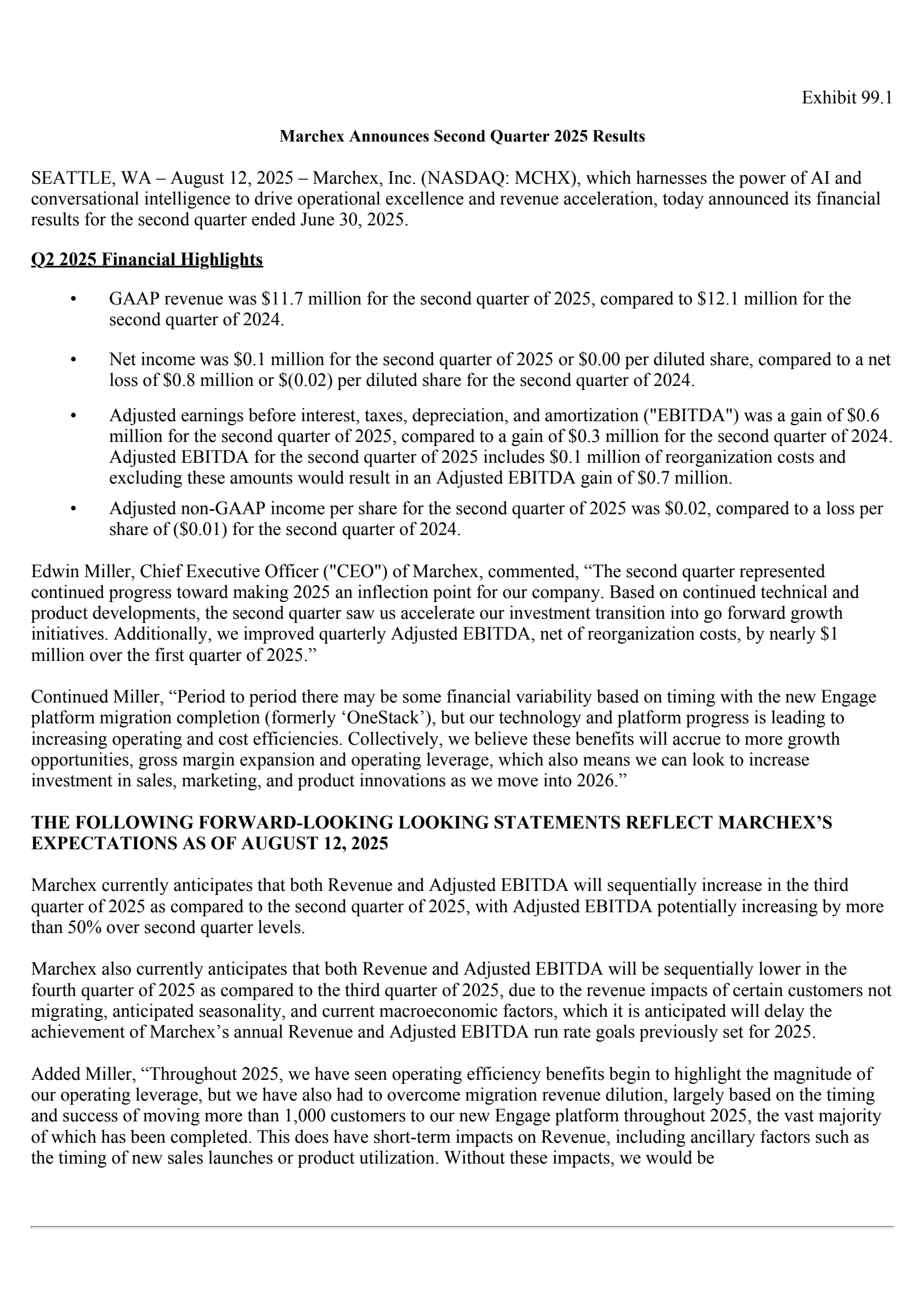 Marchex's Q2 2025 Press Release