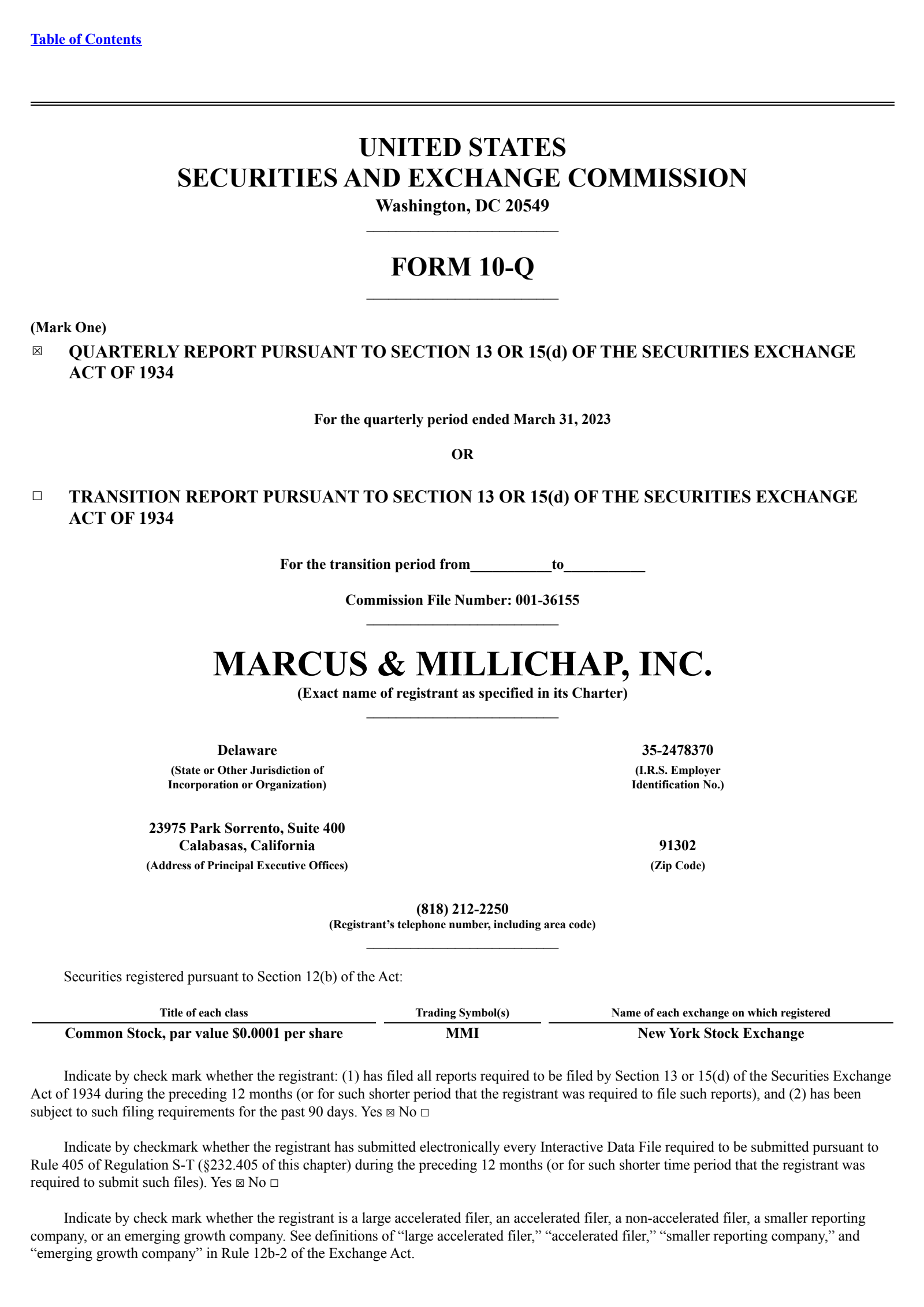 MMI Q1 2023 Earnings Report on 5/5/2023