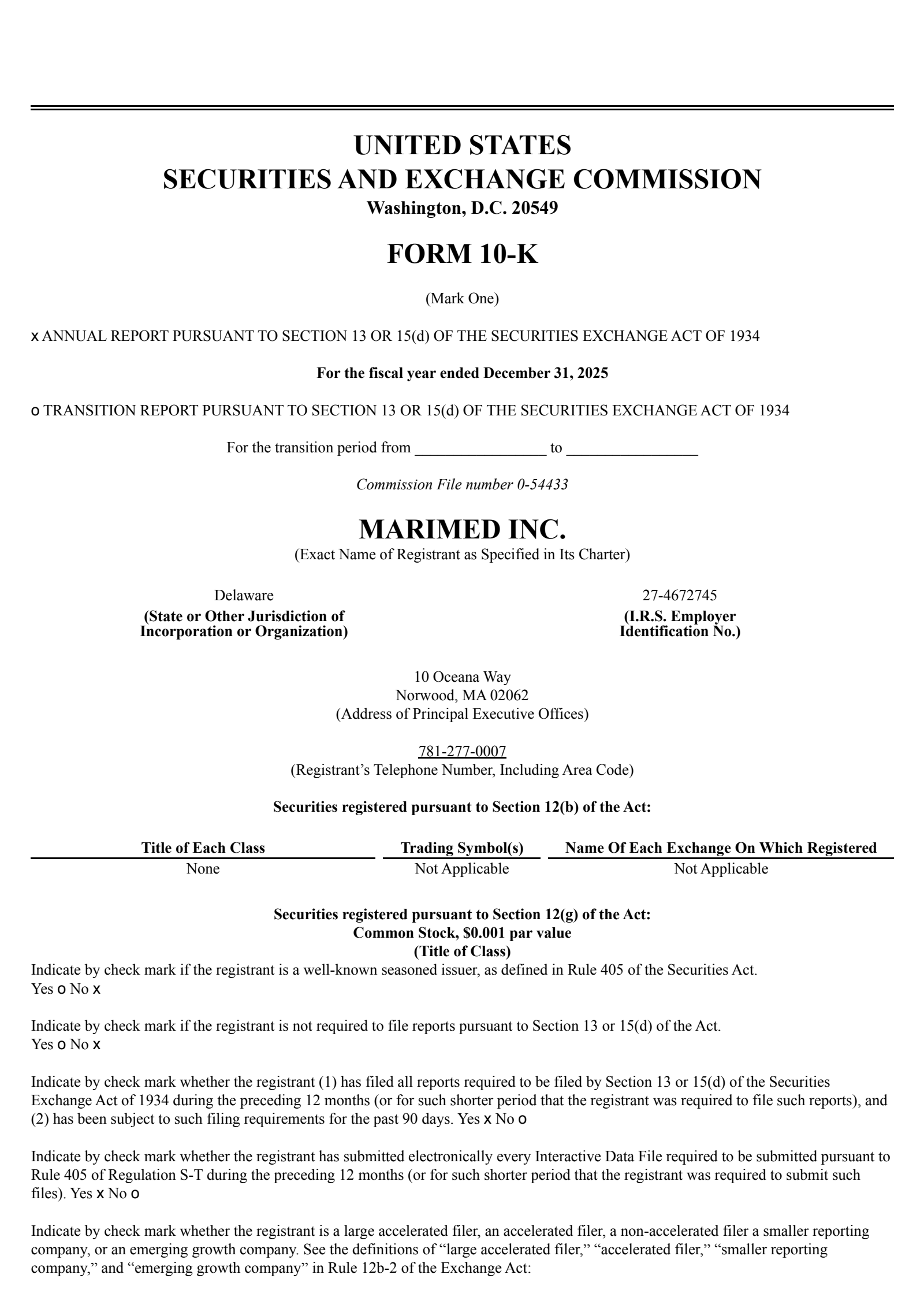MariMed's Q4 2025 Annual report