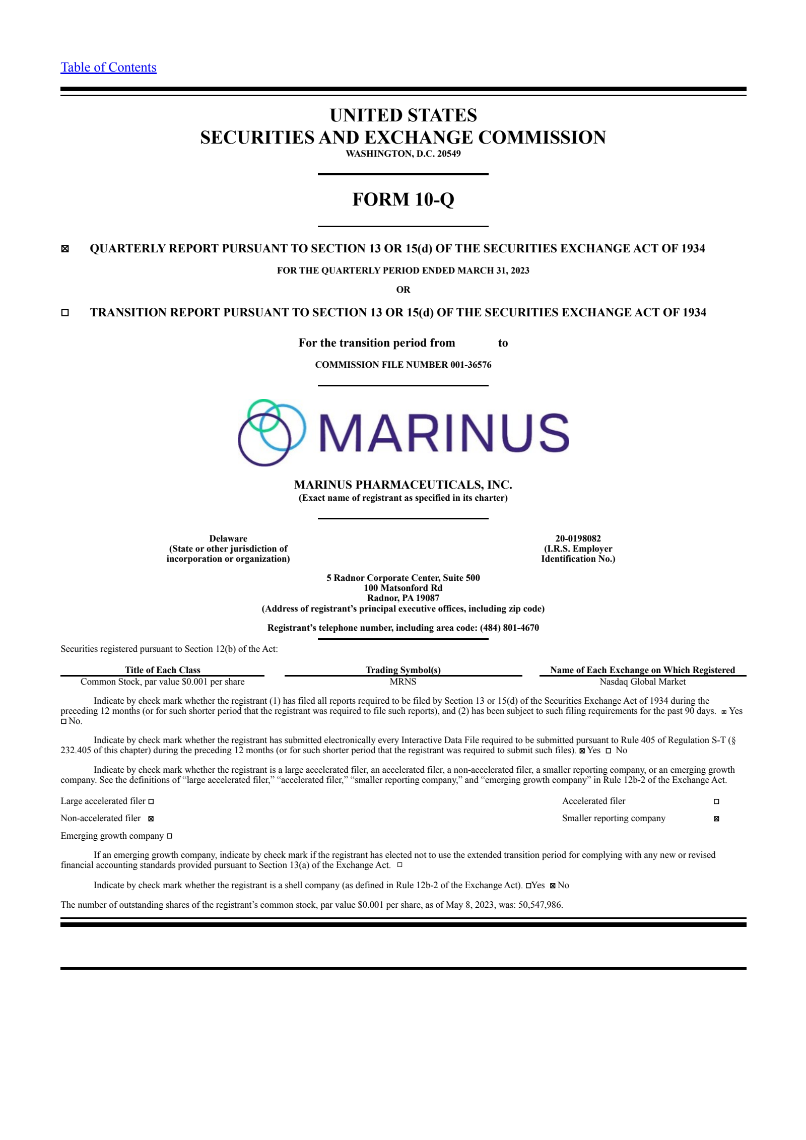 MRNS Q1 2023 Earnings Report on 5/11/2023