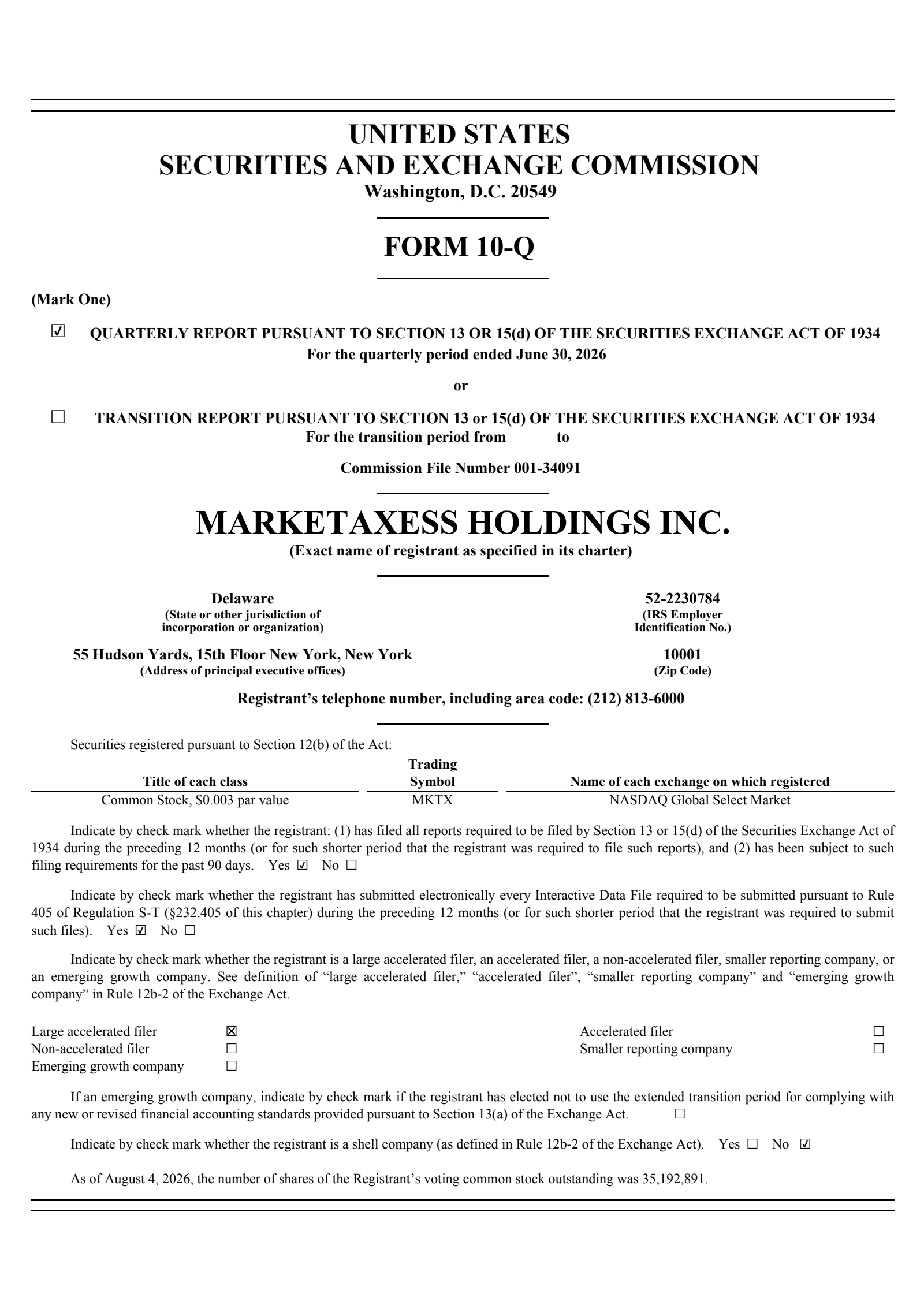 MarketAxess' Q2 2026 Quarterly report