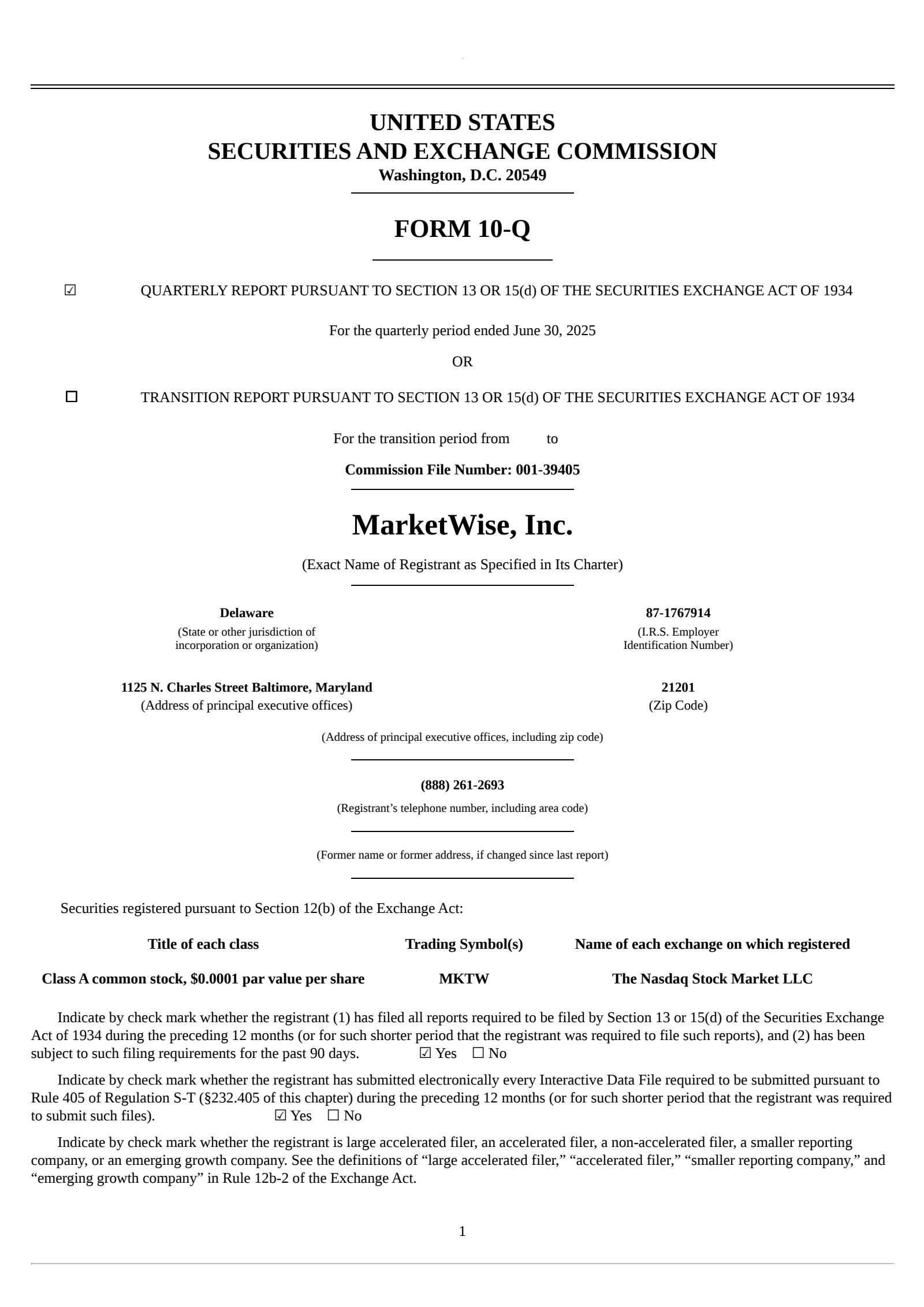 MarketWise's Q2 2025 Quarterly report
