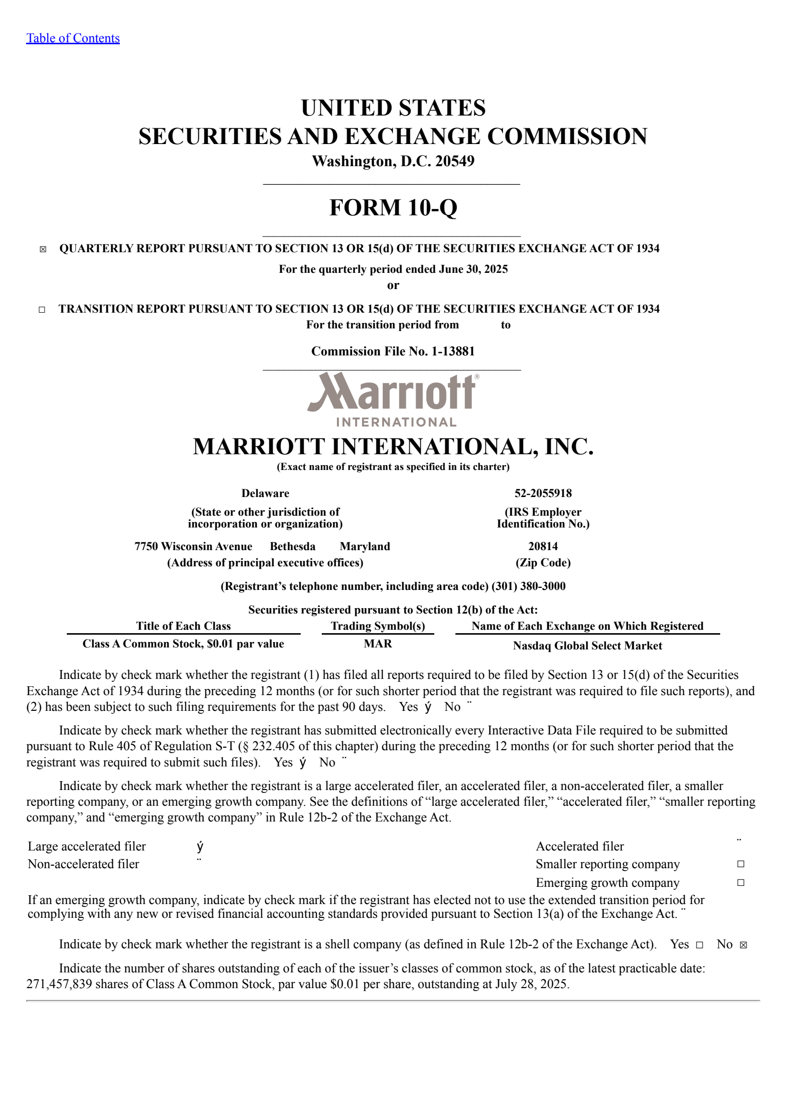 Marriott International's Q2 2025 Quarterly report