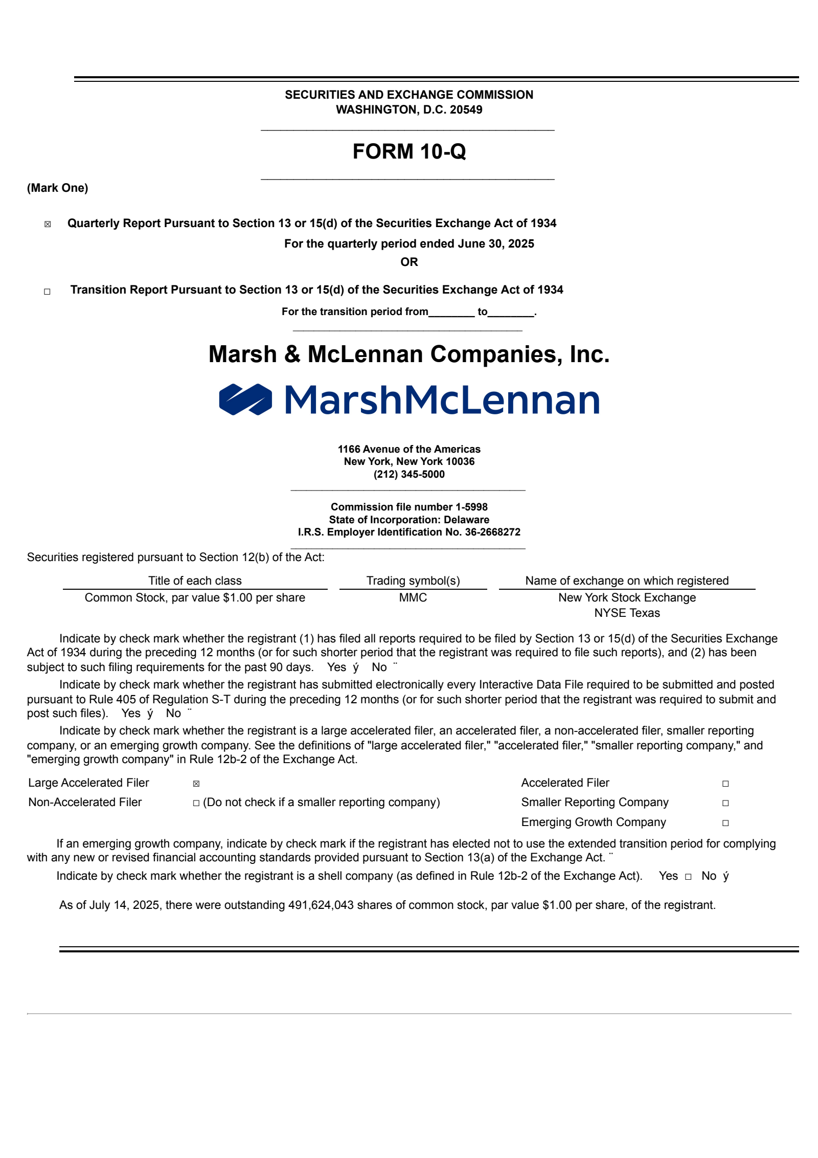 Marsh & McLennan Companies' Q2 2025 Quarterly report