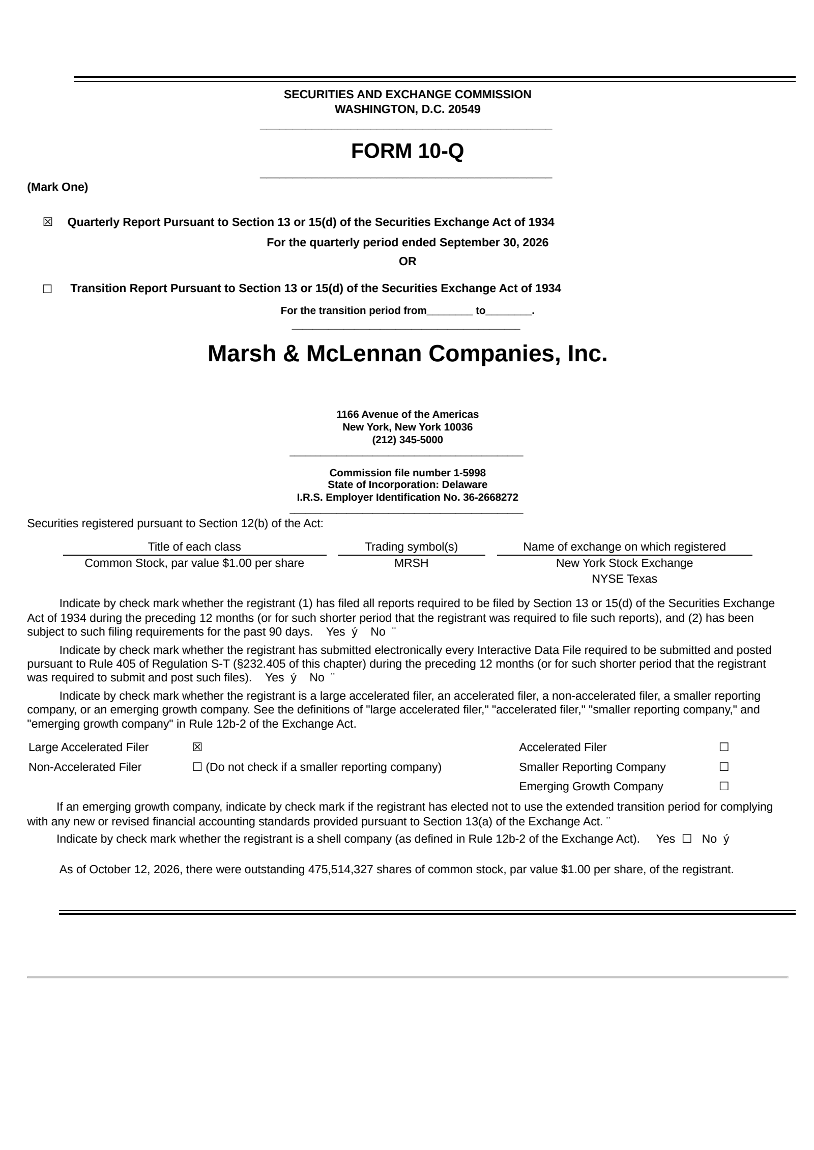 Marsh & McLennan Companies' Q3 2026 Quarterly report