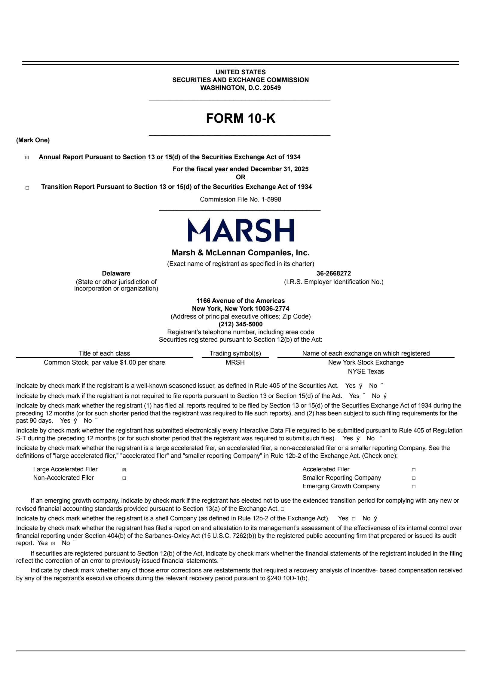 Marsh & McLennan Companies' Q4 2025 Annual report