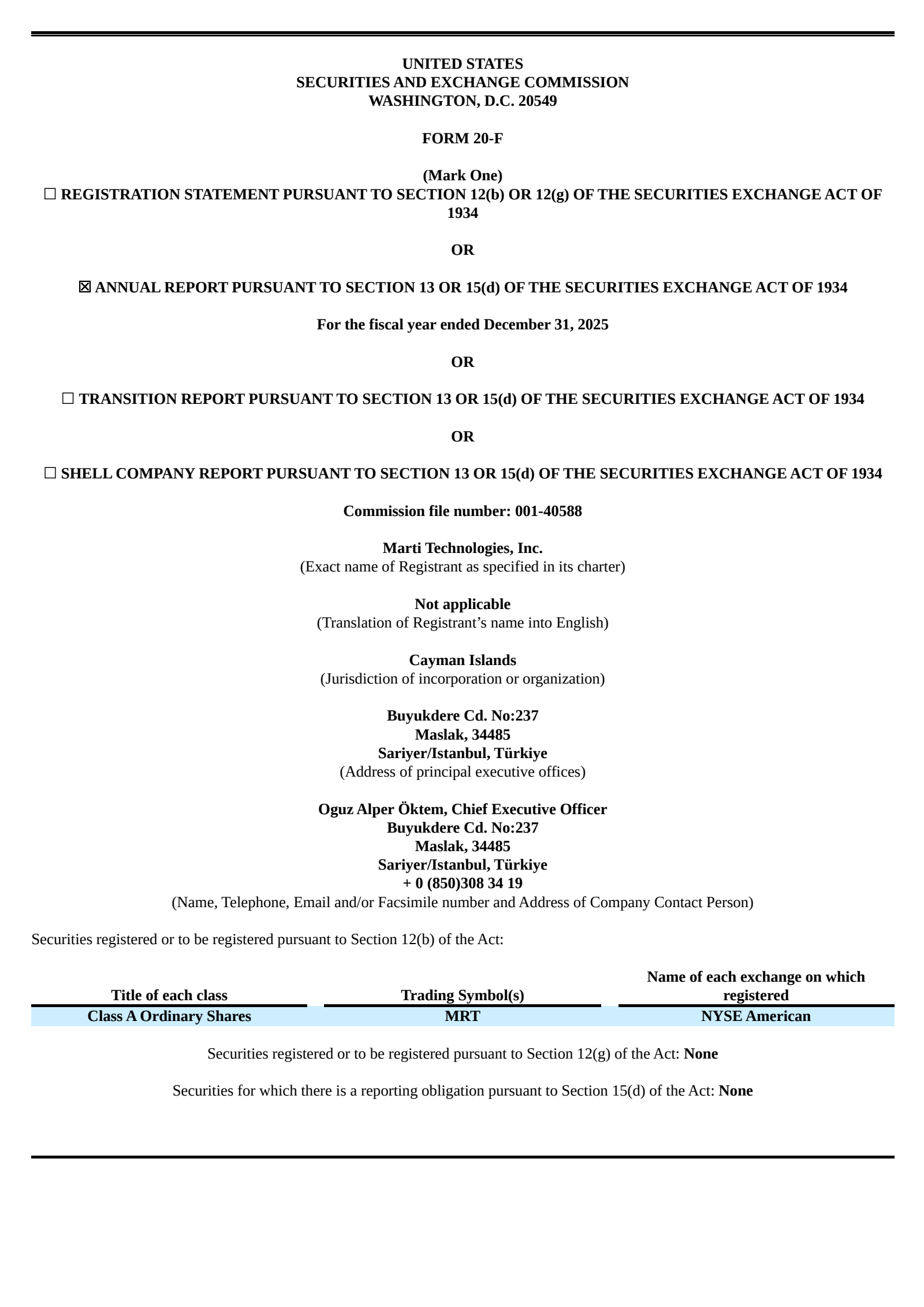 Marti Technologies' H2 2025 Annual report