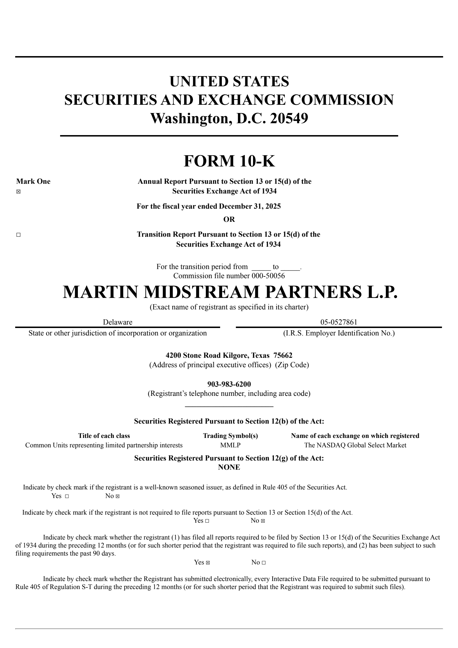 Martin Midstream Partners' Q4 2025 Annual report