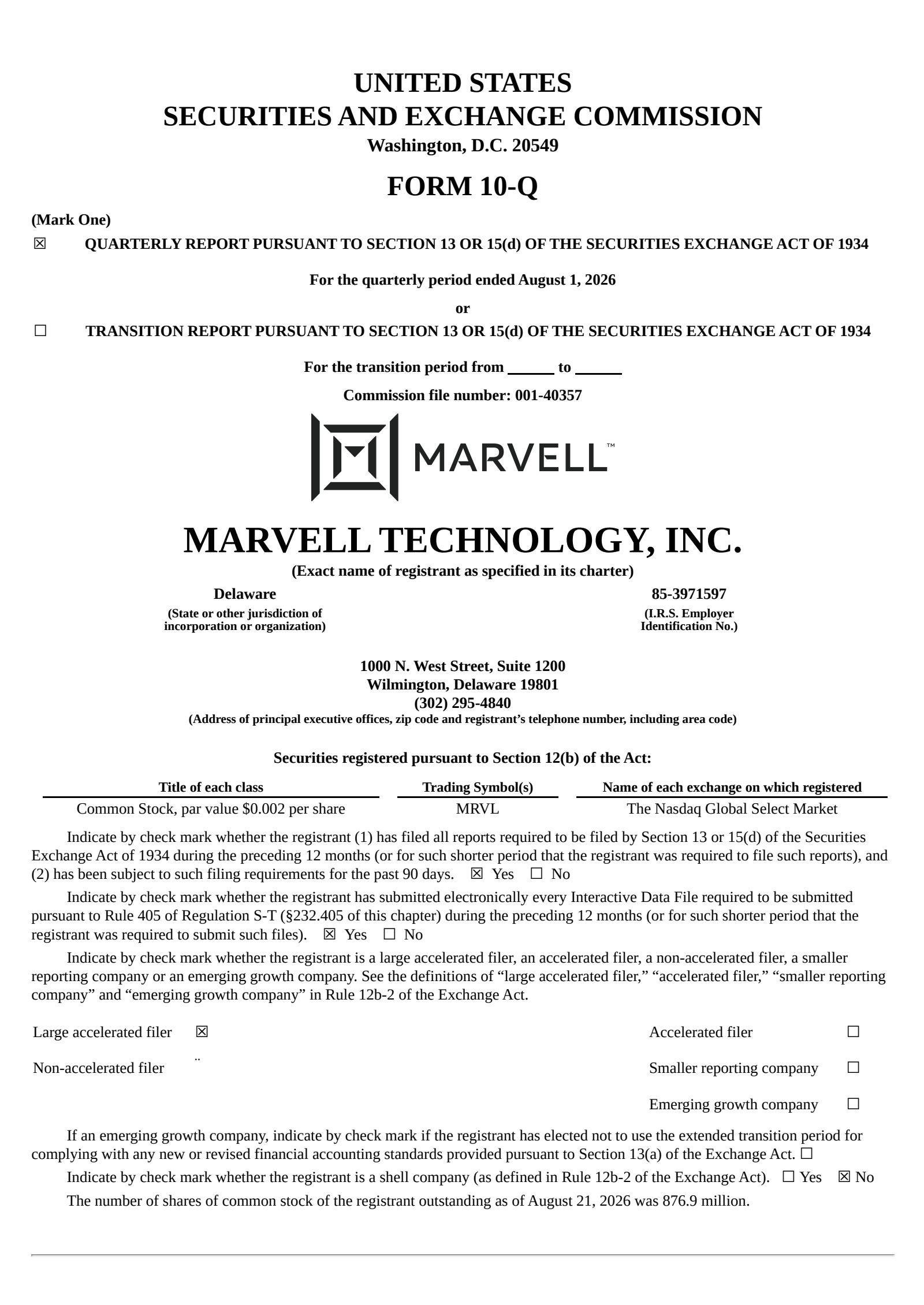 Marvell Technology's Q2 2027 Quarterly report