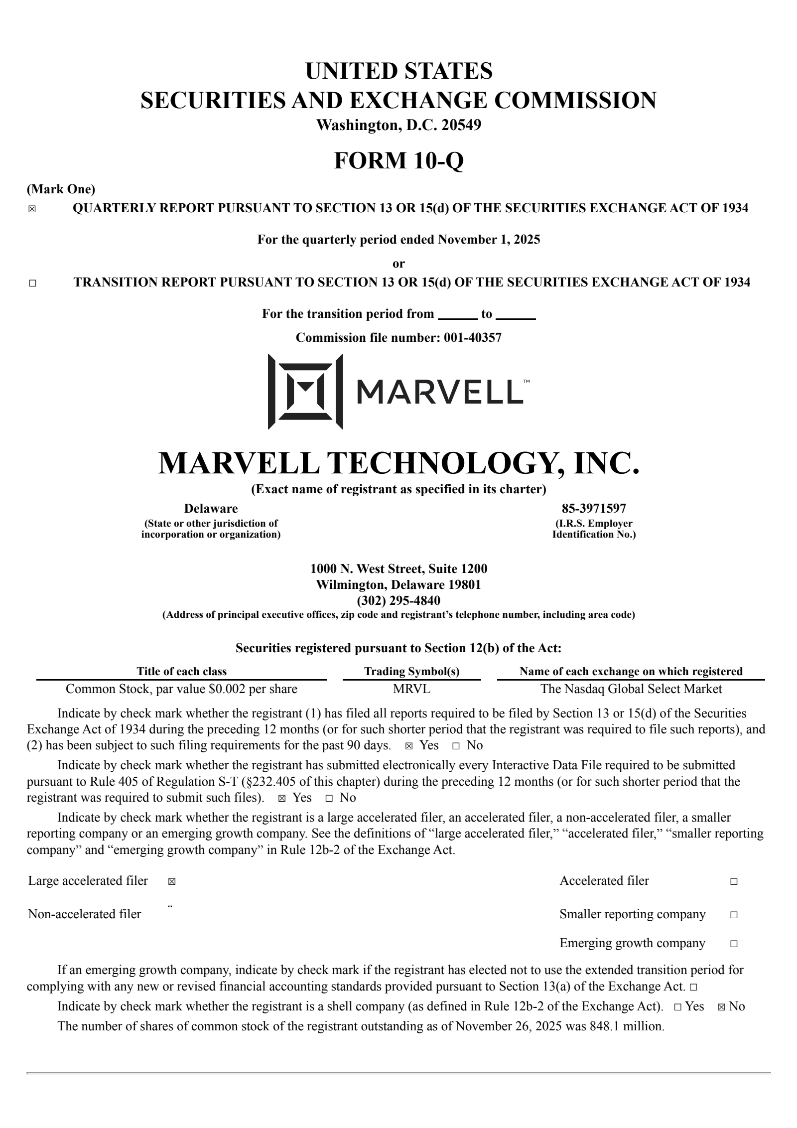 Marvell Technology's Q3 2026 & Acquisition Quarterly Report