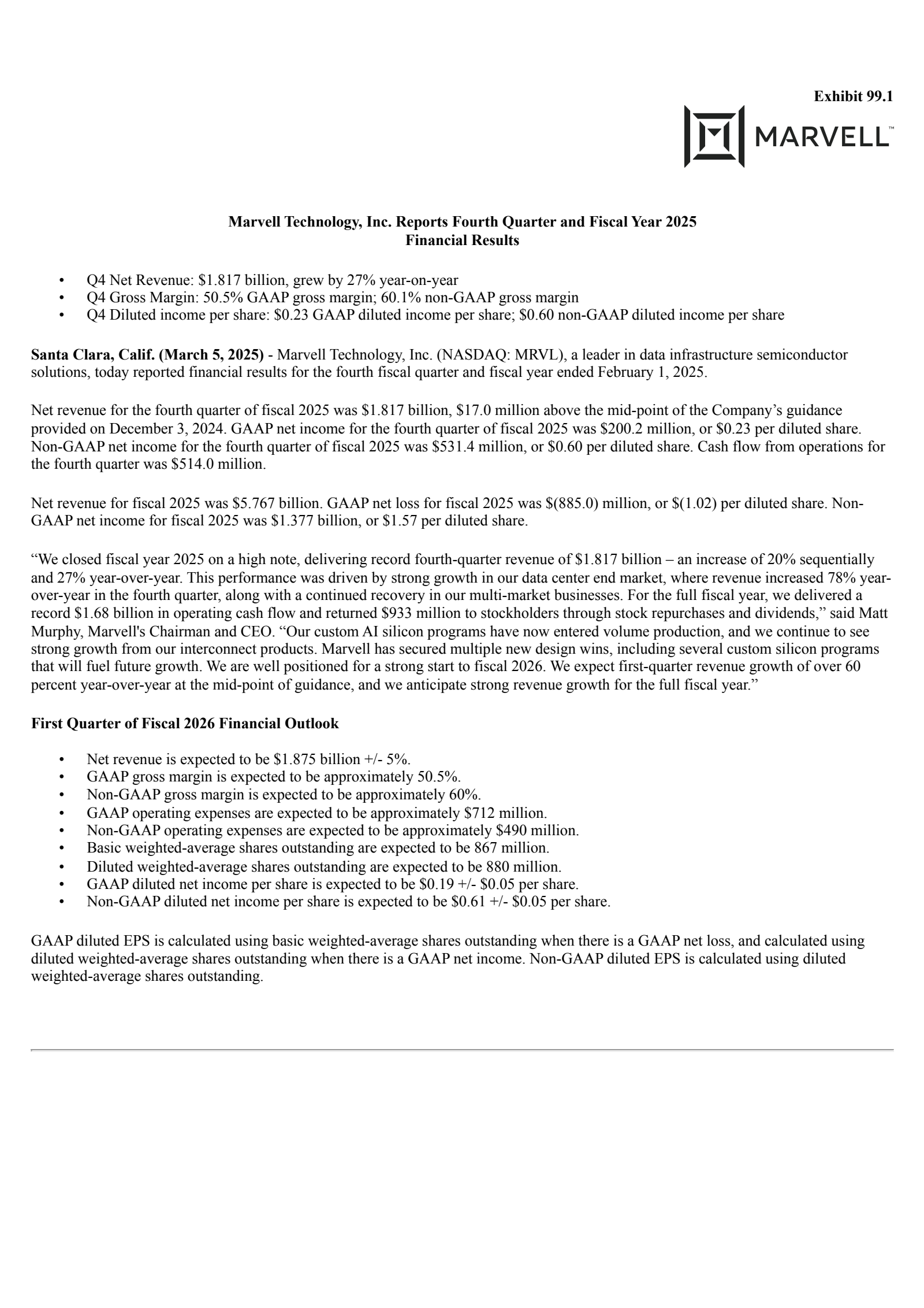 Marvell Technology's Q4 2025 Press Release