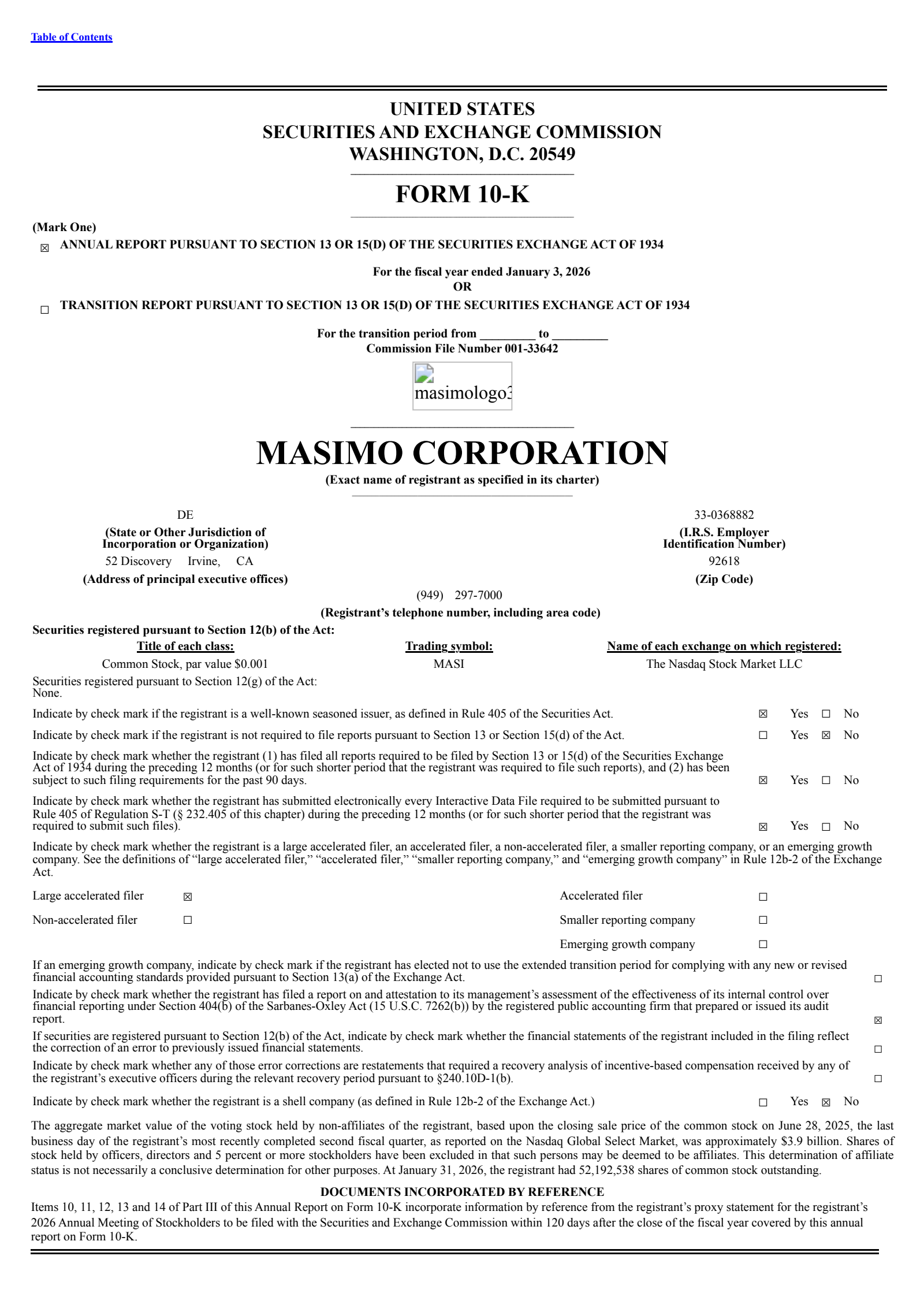 Masimo's Q4 2025 Annual report