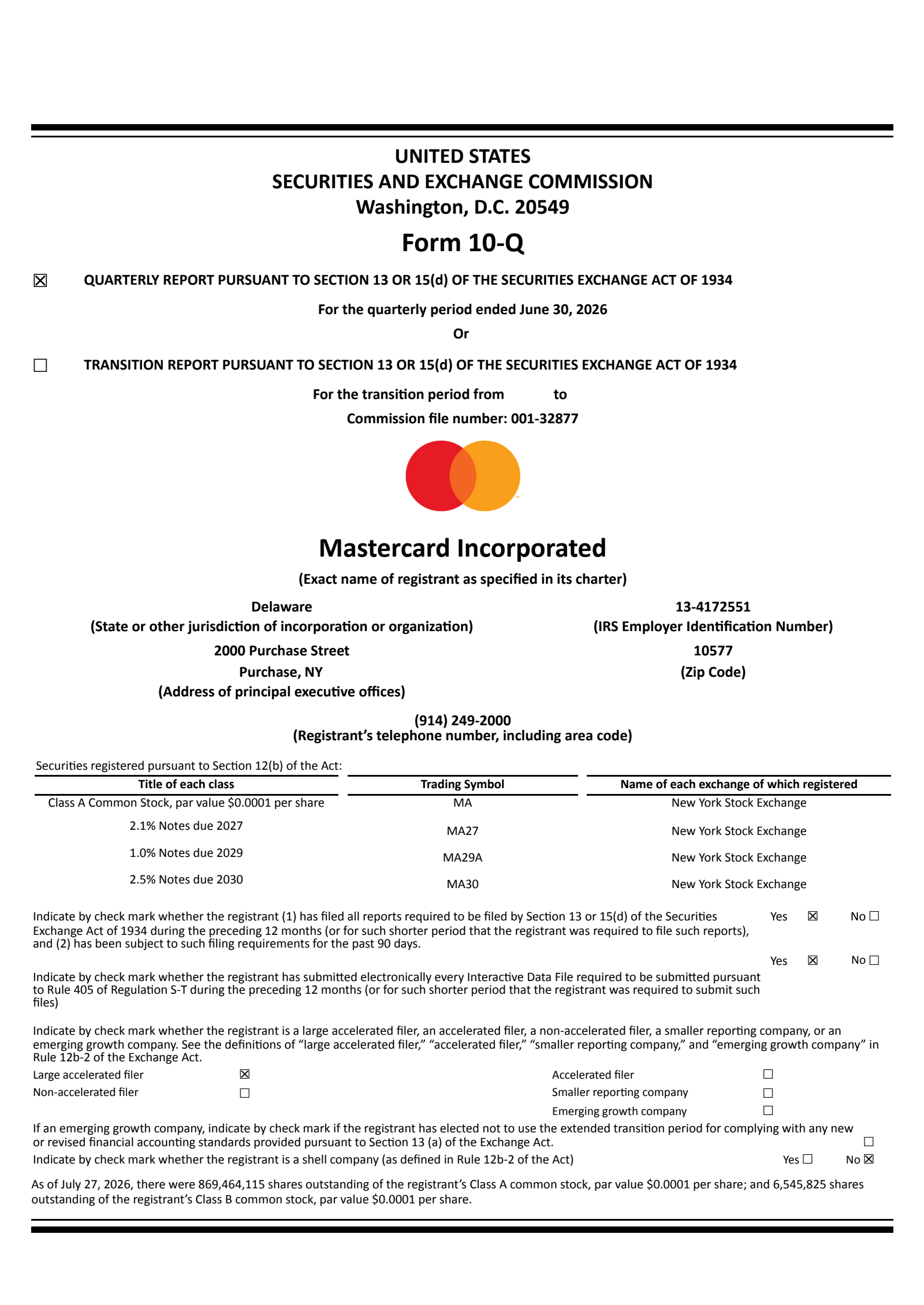 Mastercard's Q2 2026 Quarterly report