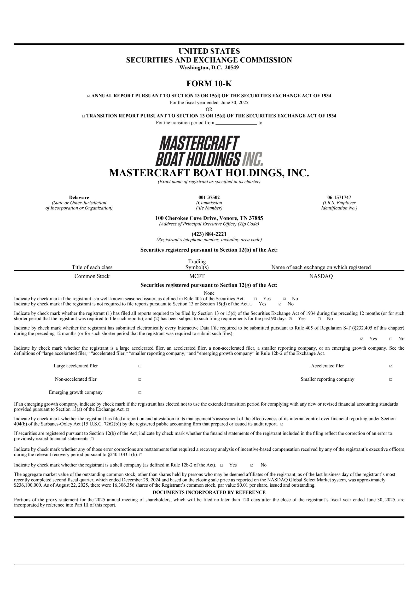 MASTERCRAFT BOAT's Q4 2025 Annual report