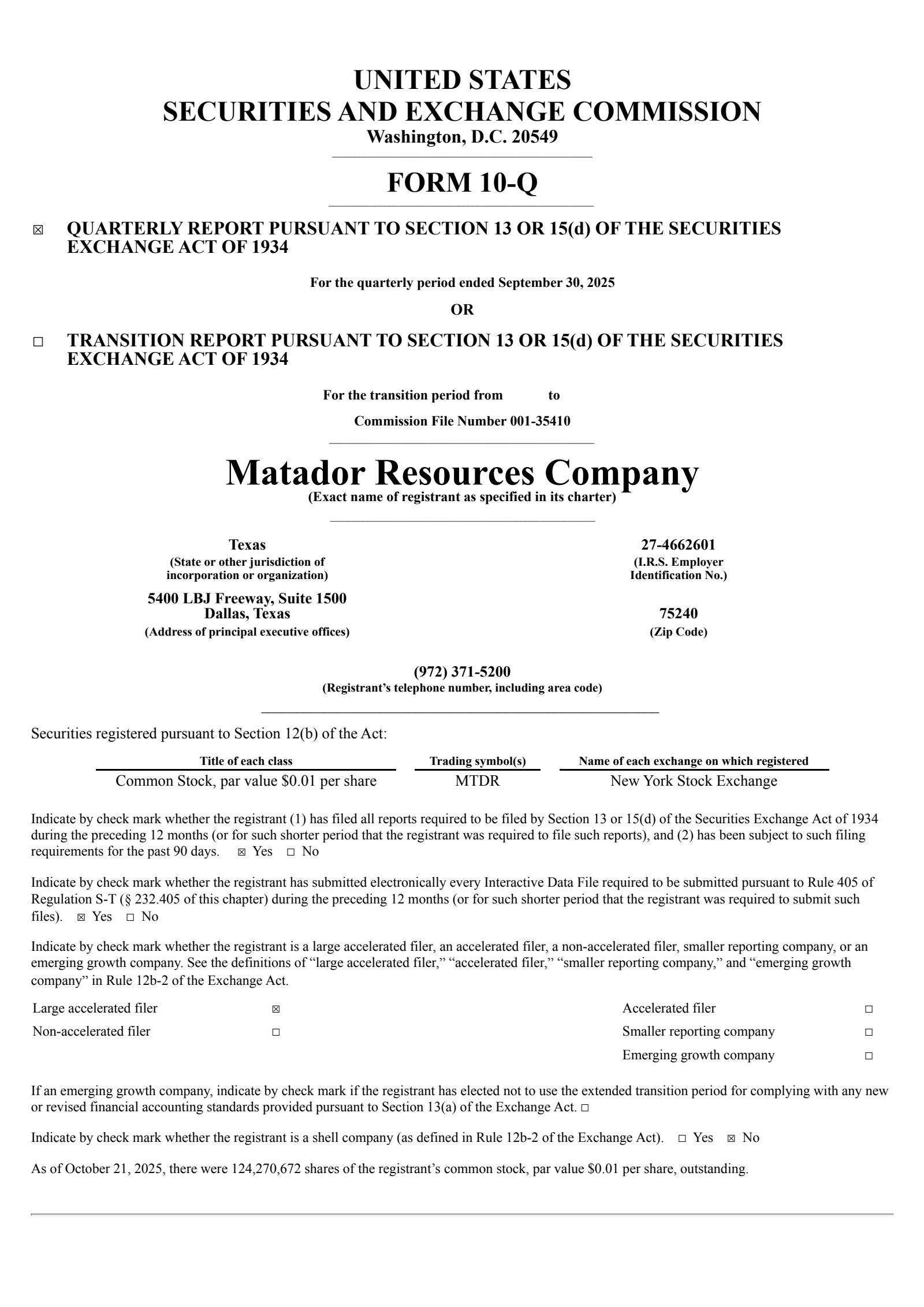 Matador Resources' Q3 2025 Quarterly Report