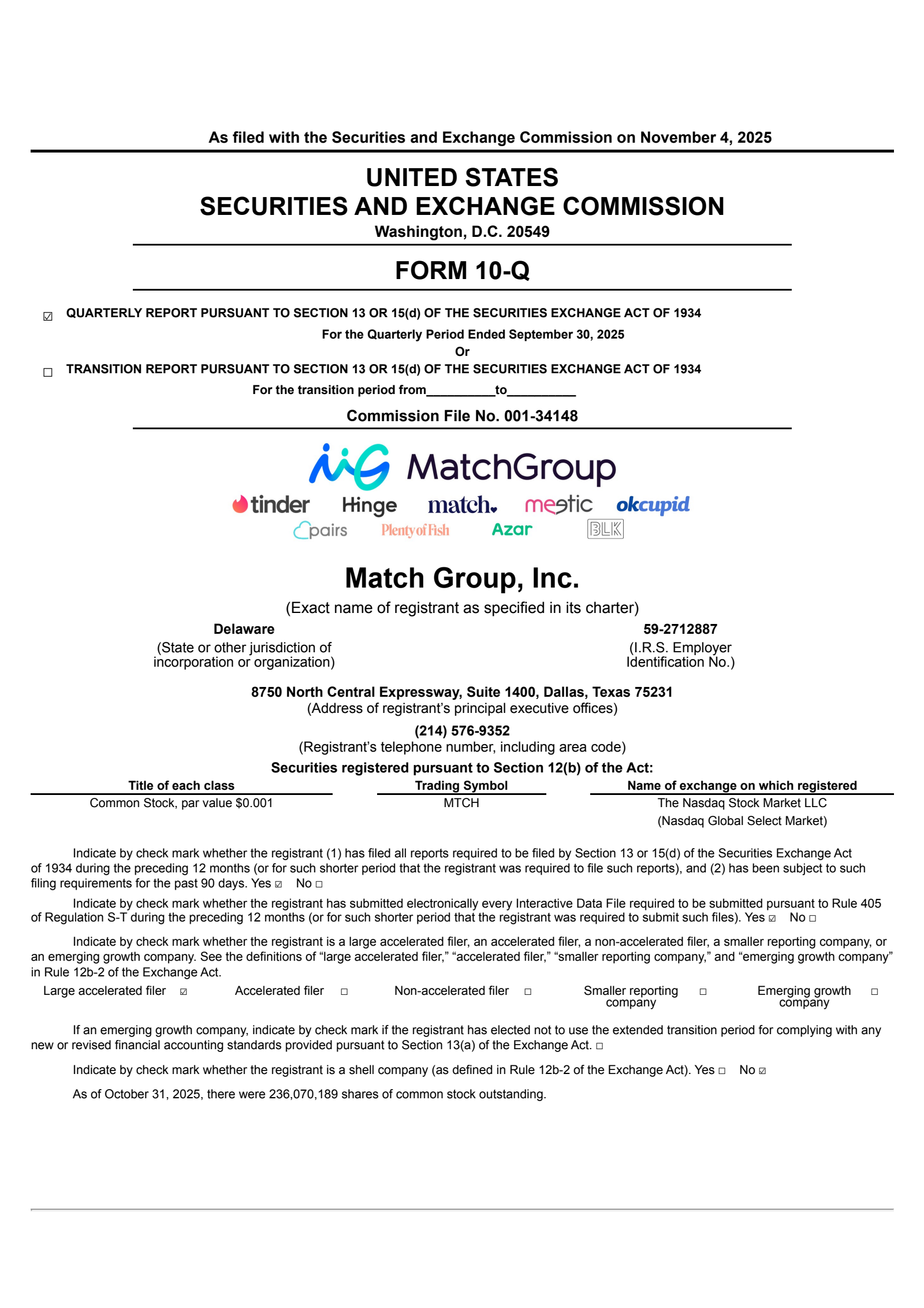 Match Group's Q3 2025 Quarterly Report