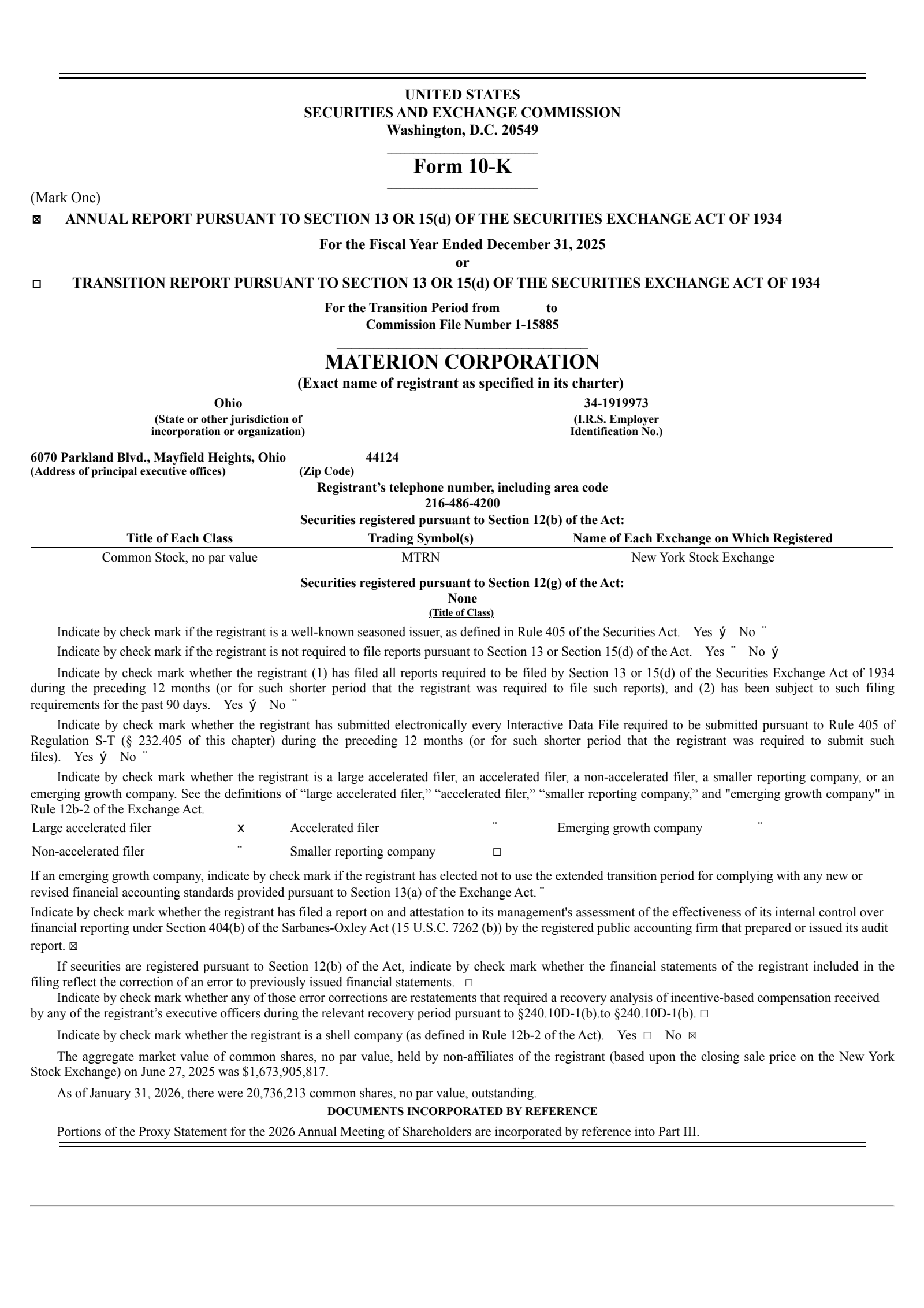Materion's Q4 2025 Annual report
