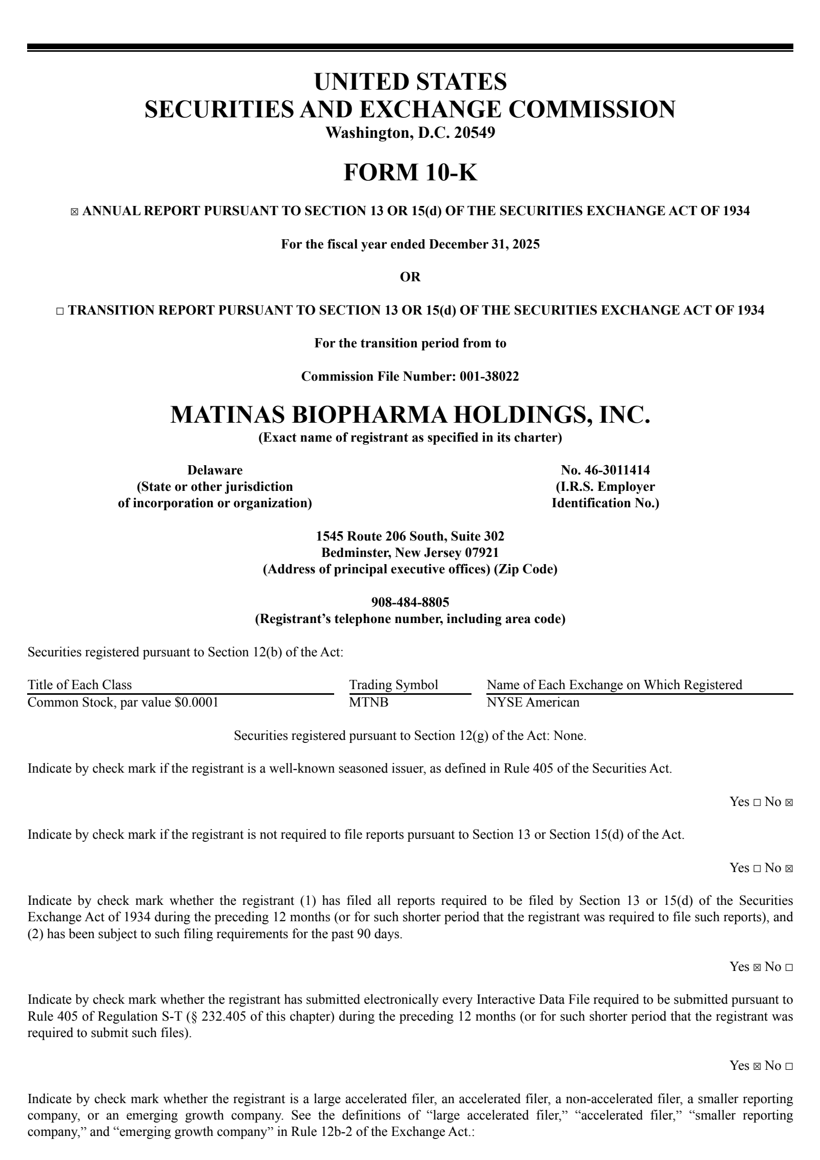 Matinas Biopharma's Q4 2025 Annual report