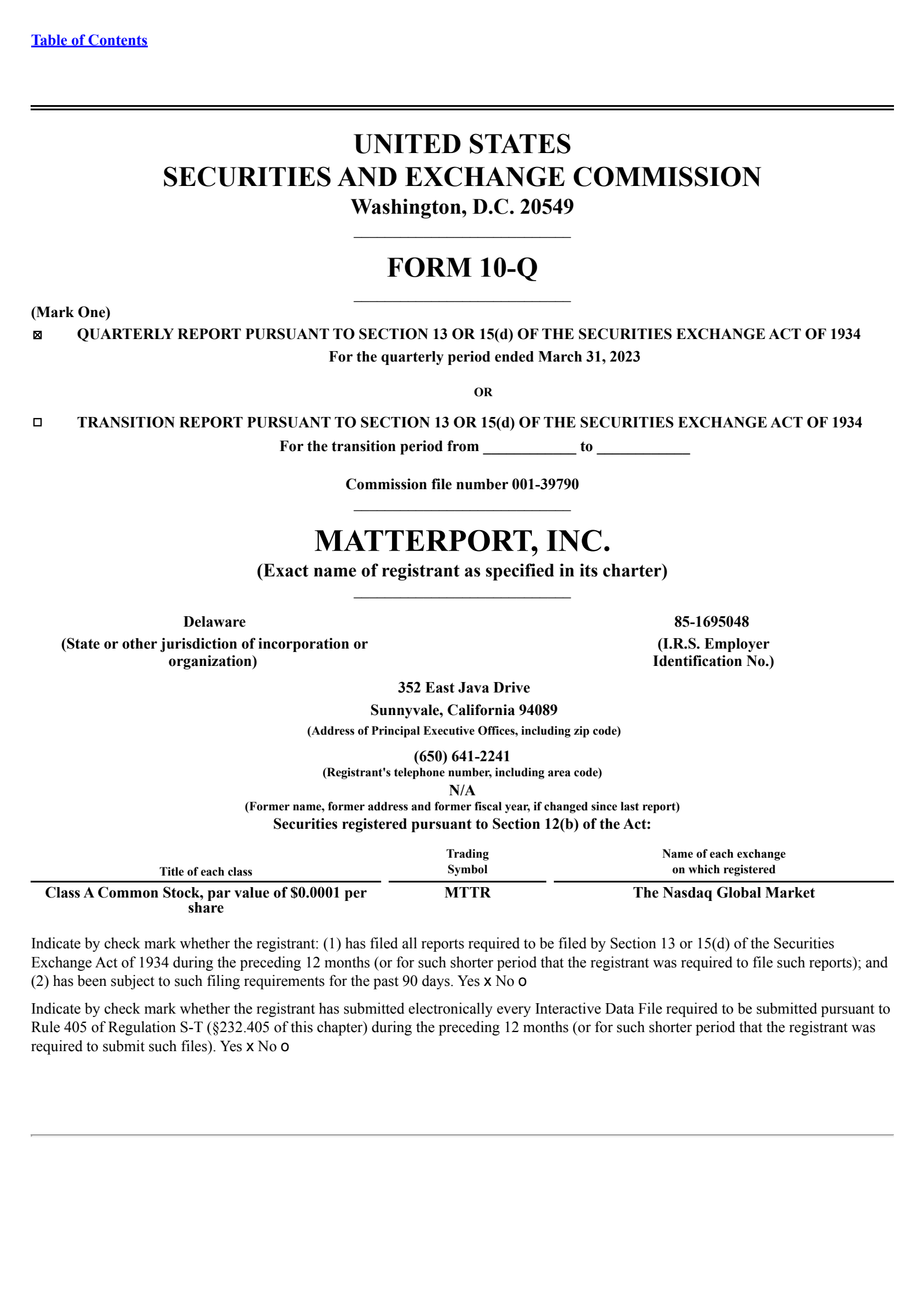 Matterport's Q1 2023 Quarterly report