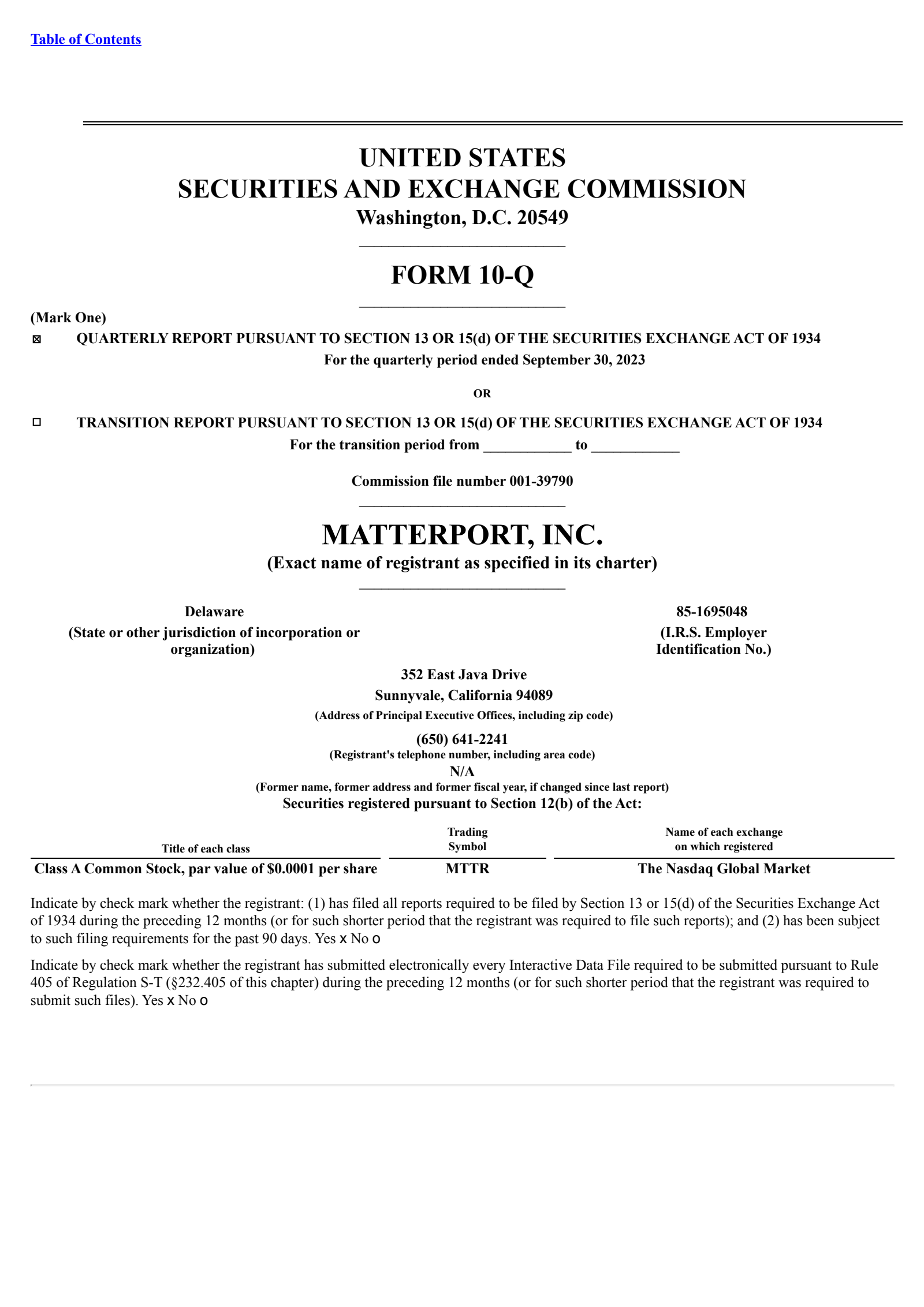 Matterport's Q3 2023 Quarterly report