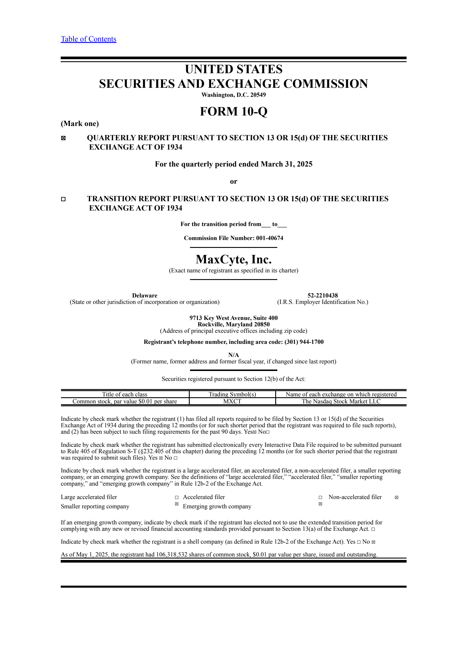 MaxCyte's Q1 2025 Quarterly report