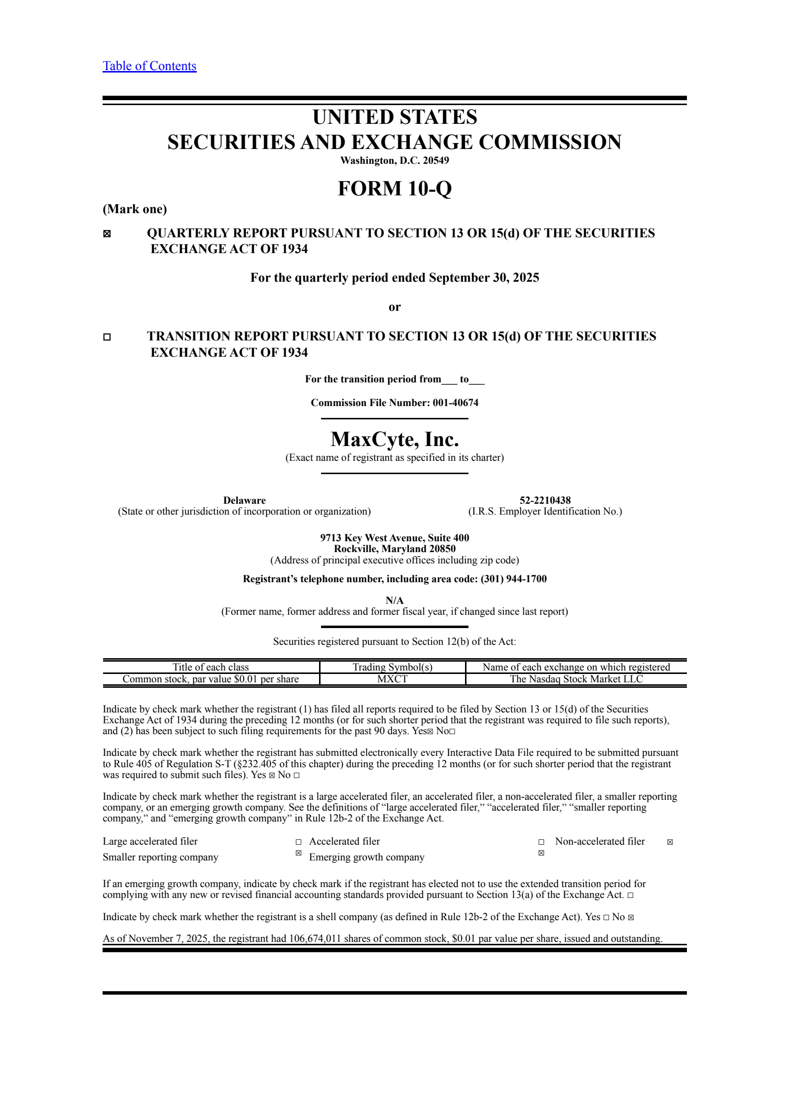 MaxCyte's Q3 2025 Quarterly Report